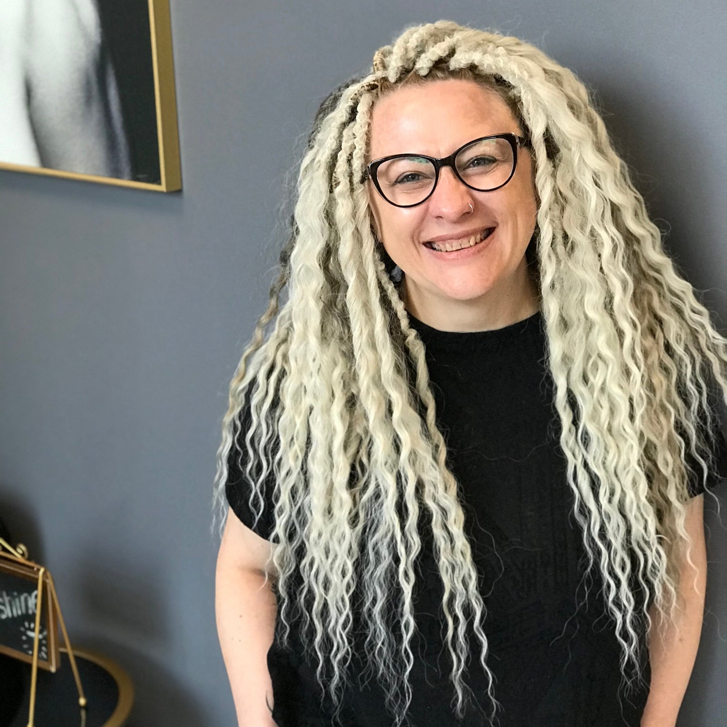 Soft, lightweight, and reusable synthetic set of 2 shades of blonde double ended regular curls (NOT BRUSHABLE): platinum blonde and ombre from light brown to wheat blonde.