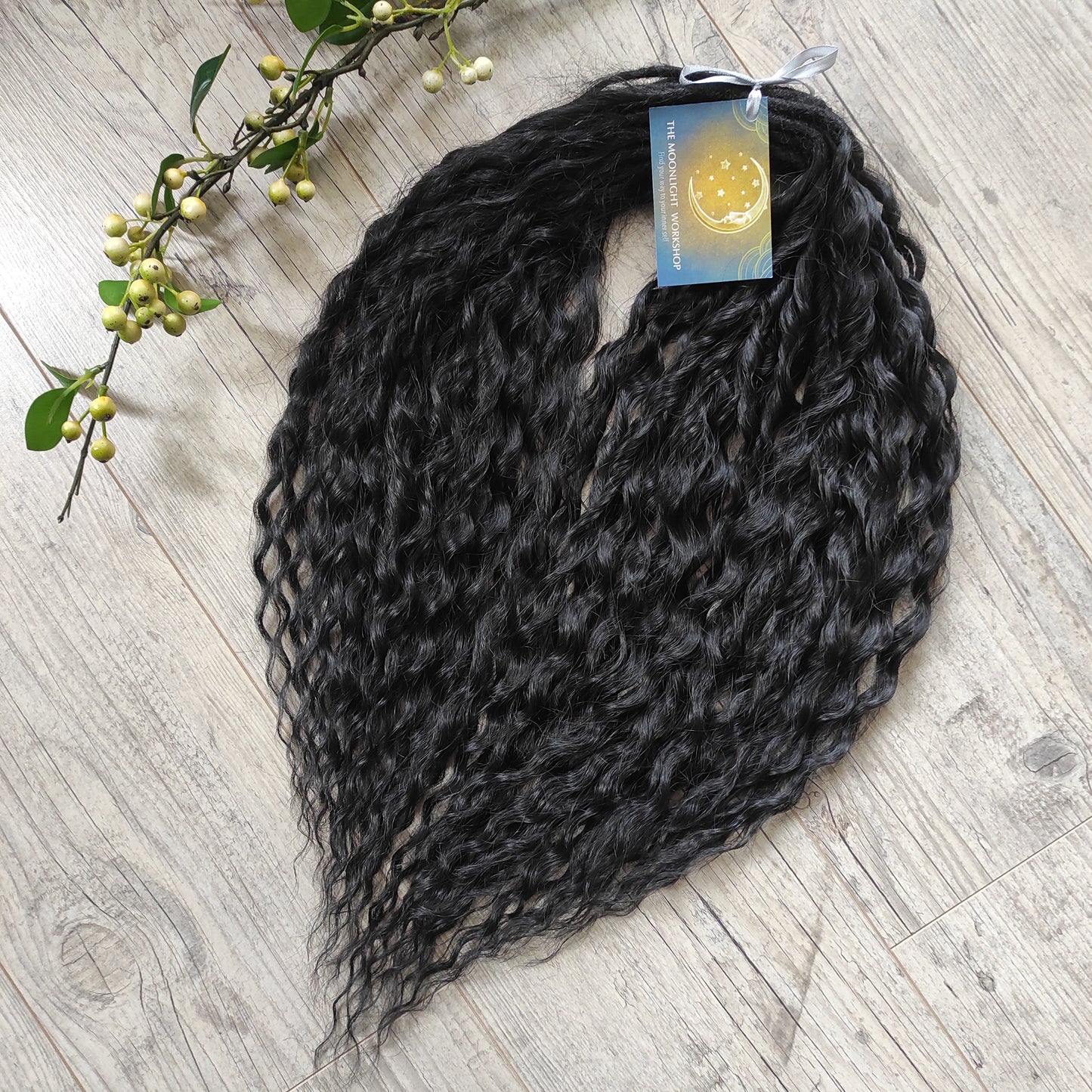 Black curly dreads: soft synthetic wavy dreadlocks (regular dreaded or push-up/Dolly)