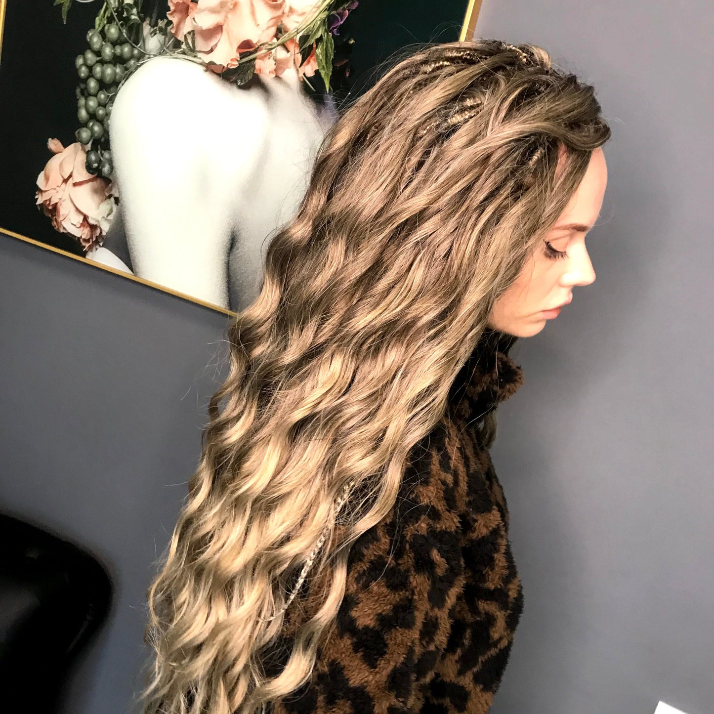 Ash ombre from light brown to wheat blonde soft, lightweight, and reusable synthetic brushable double ended wavy dreadlocks (regular dreaded, braided middle or push-up).