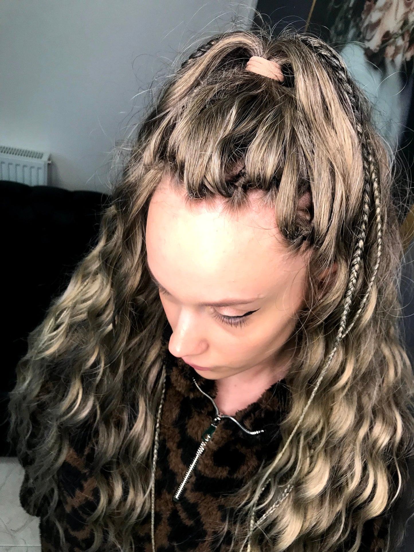 Ash ombre from light brown to wheat blonde soft, lightweight, and reusable synthetic brushable double ended wavy dreadlocks (regular dreaded, braided middle or push-up).