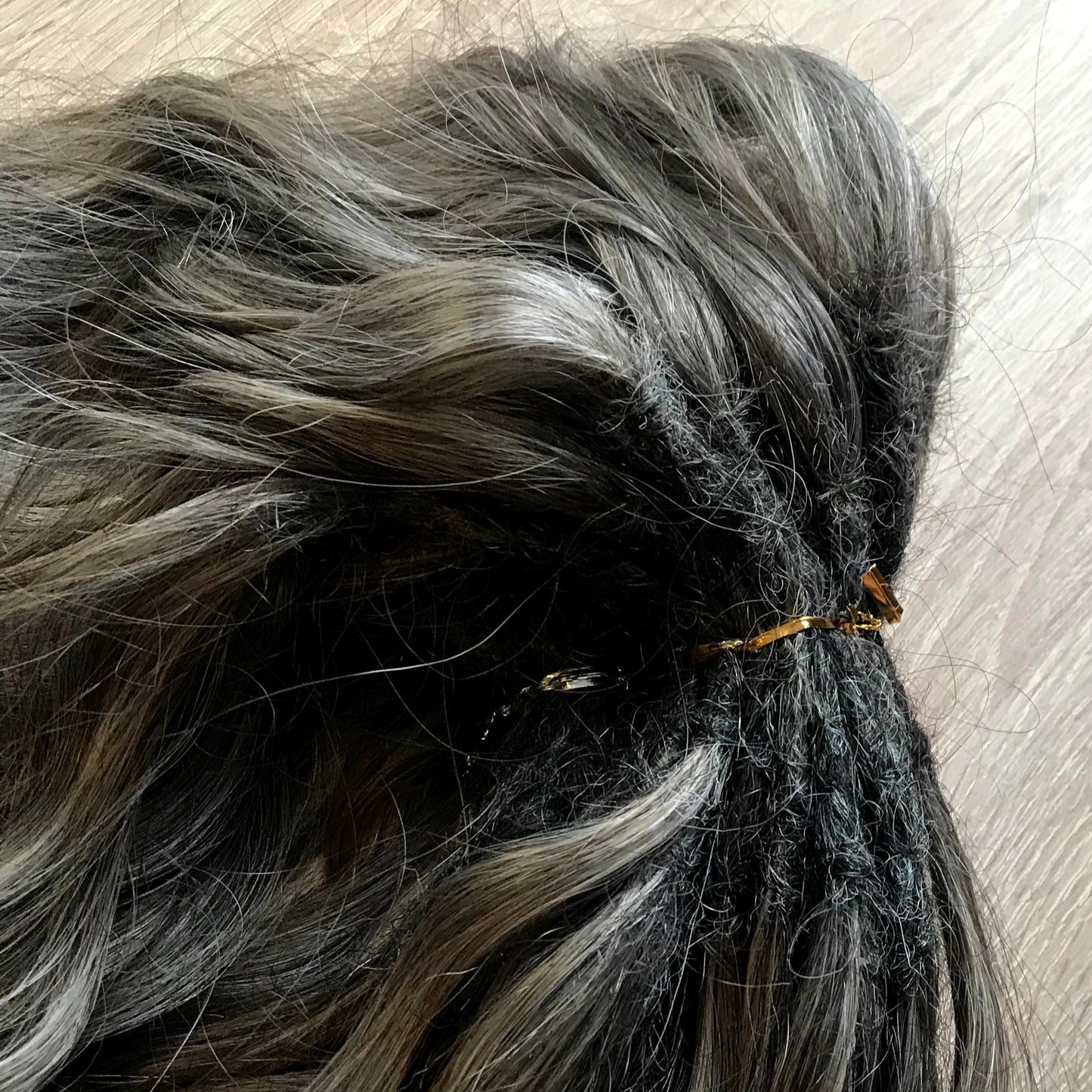 Ash ombre from light brown to wheat blonde soft, lightweight, and reusable synthetic brushable double ended wavy dreadlocks (regular dreaded, braided middle or push-up).