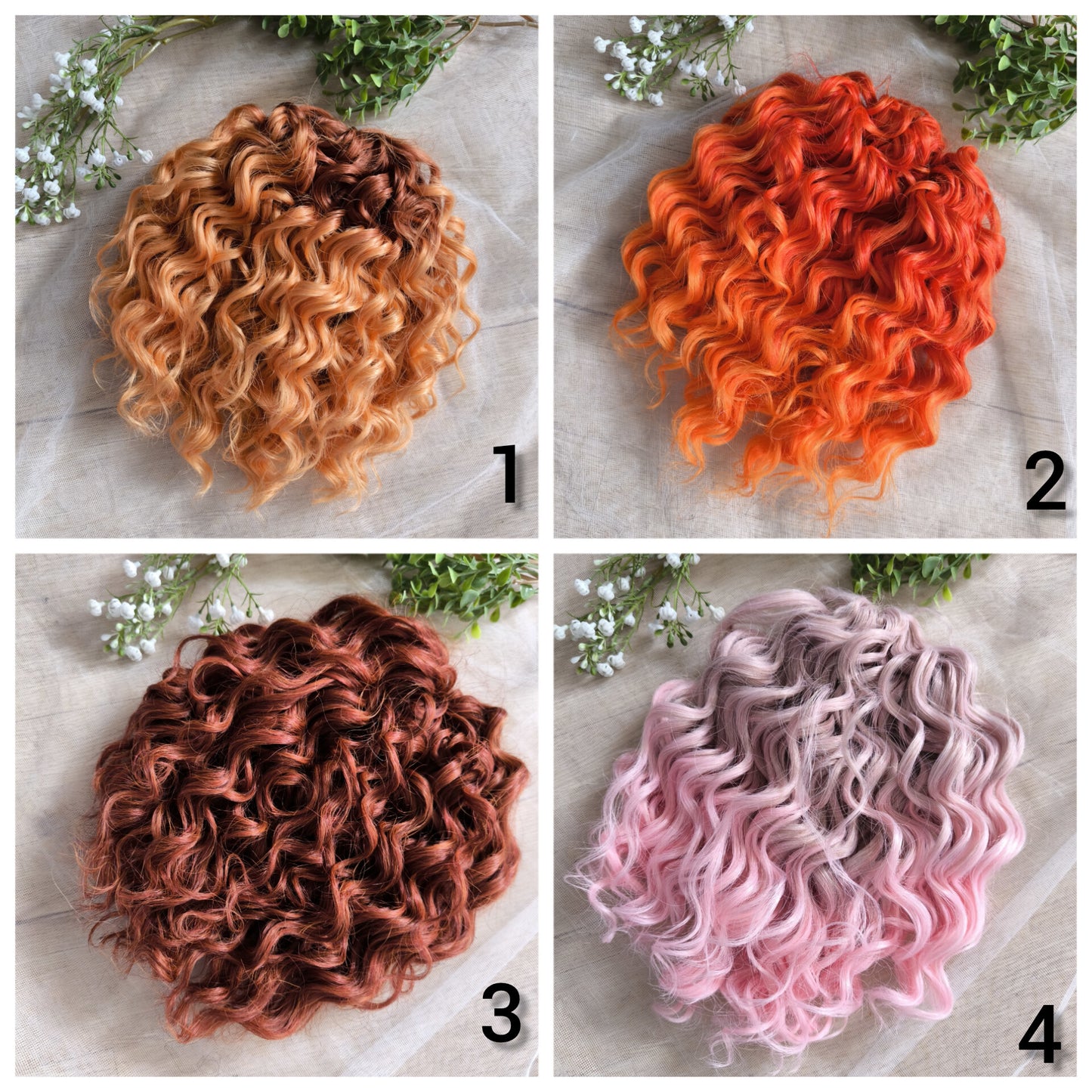 Short 10" (25 cm) bright colourful standard dreaded synthetic curls