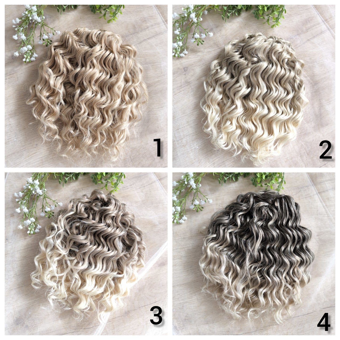 Short 10 inches (25 cm) natural blonde standard dreaded synthetic curls