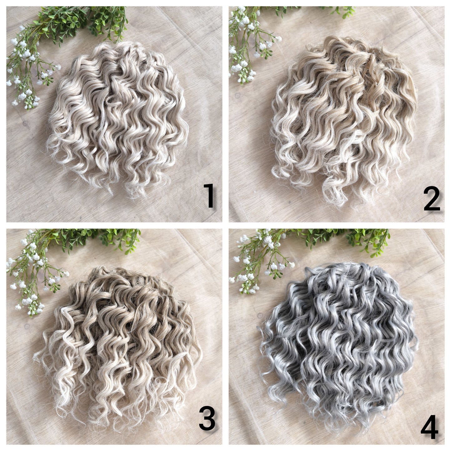 Short 10" ( 25 cm) platinum blonde and silver standard dreaded synthetic curls