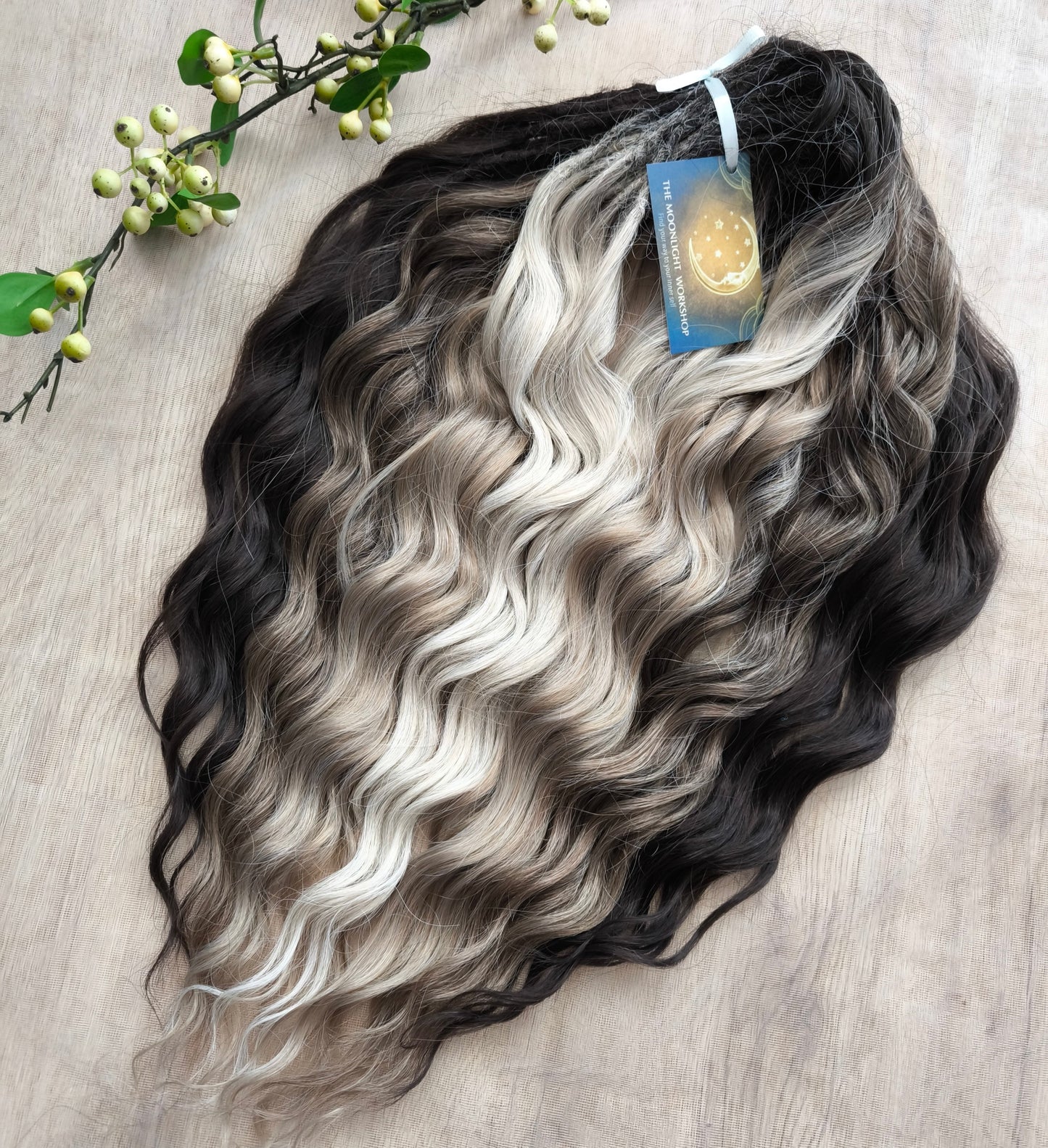 Smoky mix: brown and blonde BRUSHABLE synthetic DE dreaded curls (regular or push-up/dolly)