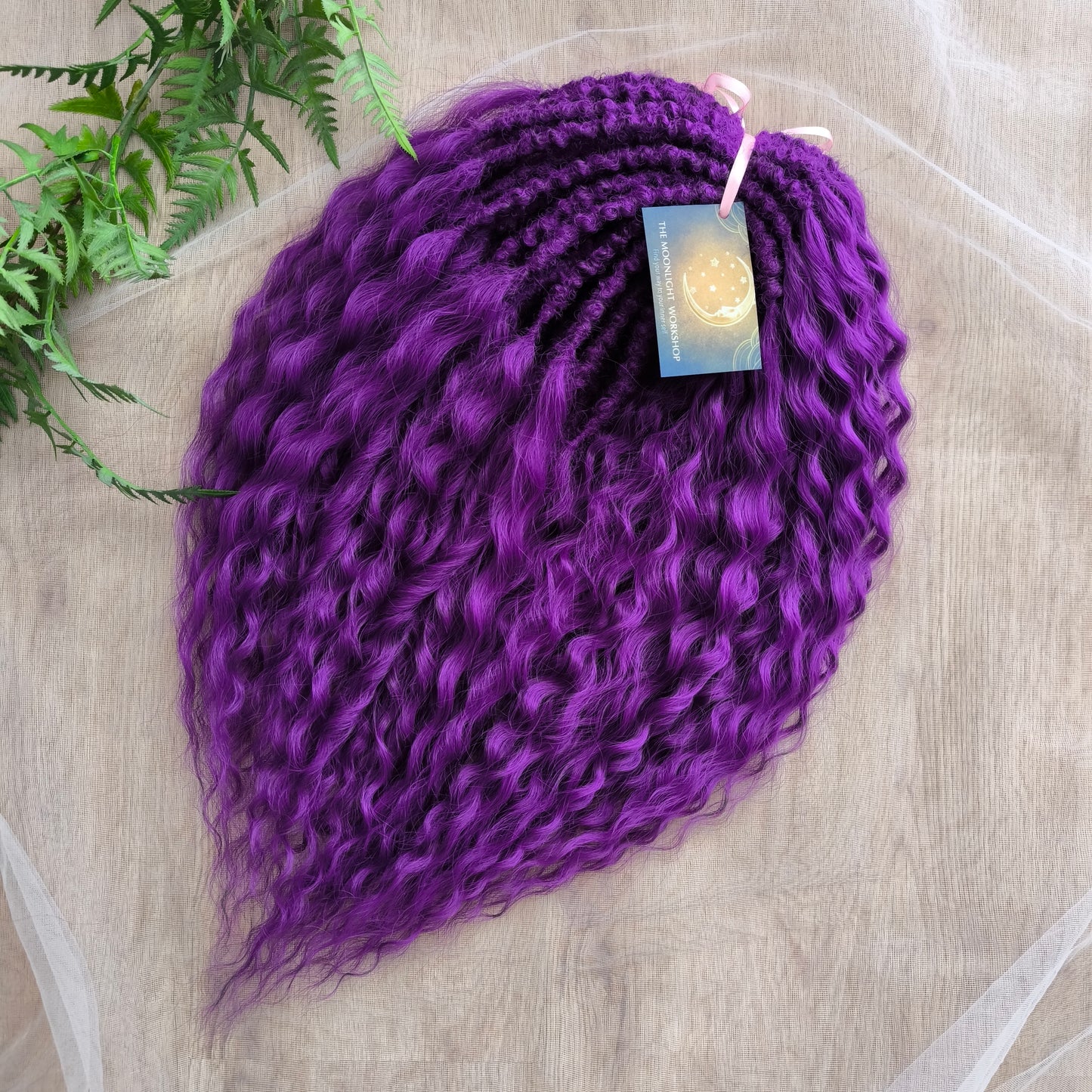 Purple soft, lightweight, and reusable synthetic brushable double ended wavy dreadlocks (NOT BRUSHABLE).