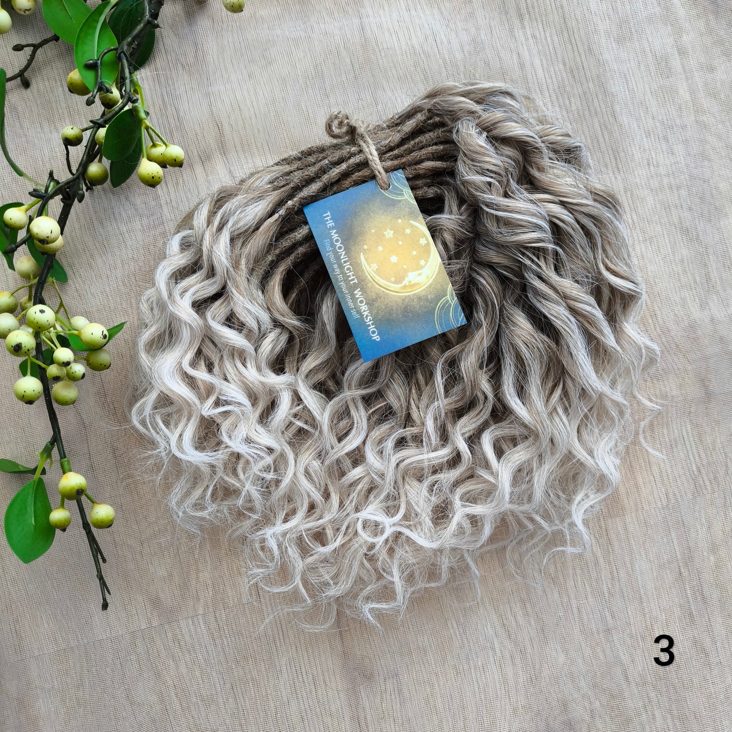 Short 10" ( 25 cm) platinum blonde and silver standard dreaded synthetic curls