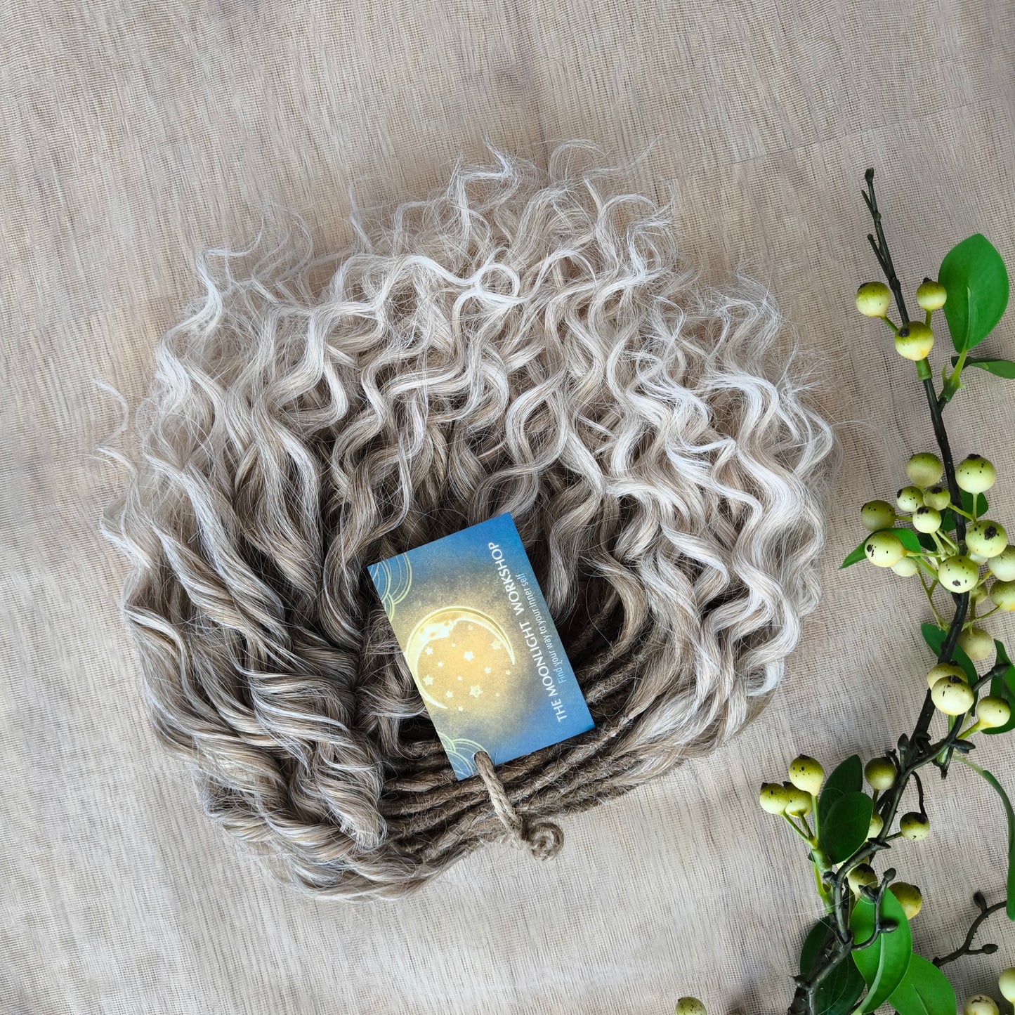 Short 10" ( 25 cm) platinum blonde and silver standard dreaded synthetic curls