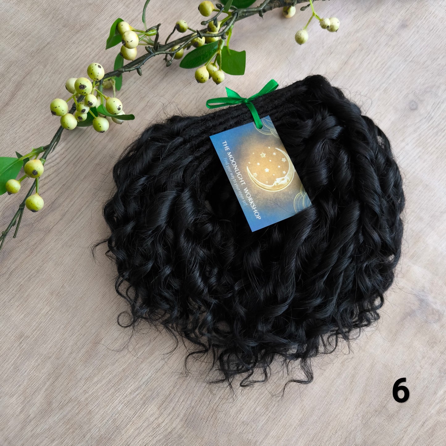 Short 10" brown and black standard dreaded synthetic curls