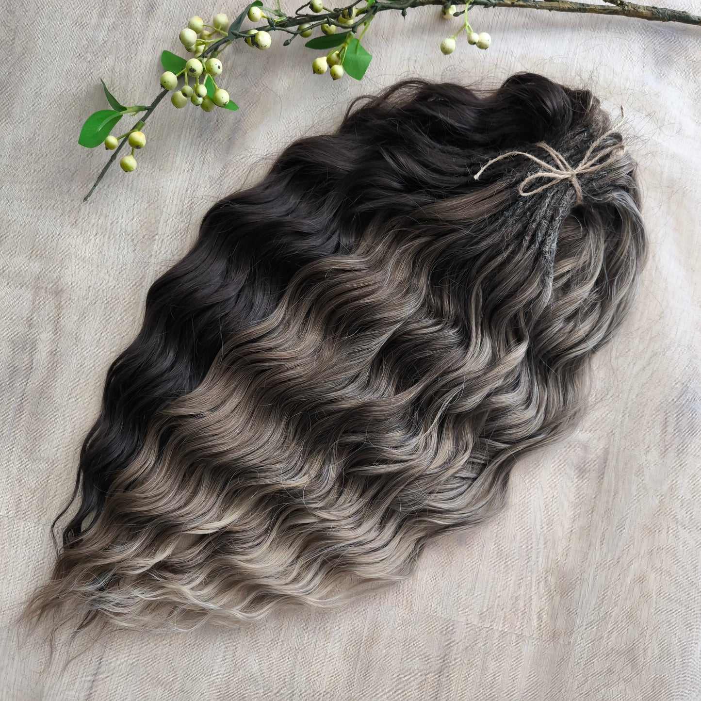 Brown mix: BRUSHABLE synthetic DE dreaded curls (regular or push-up/dolly)