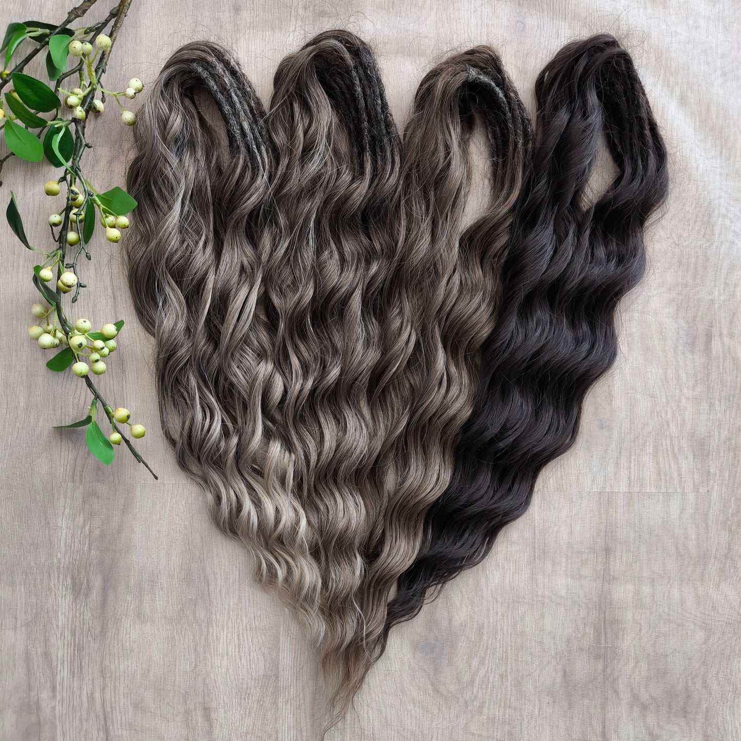 Brown mix: BRUSHABLE synthetic DE dreaded curls (regular or push-up/dolly)