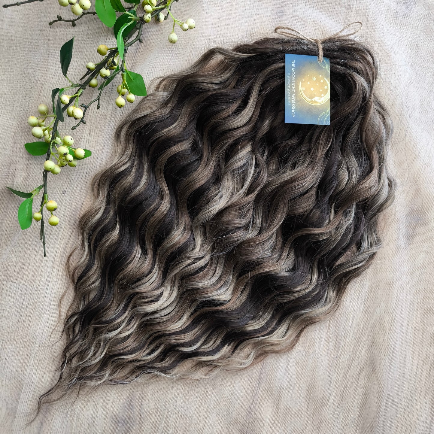 Brown mix: BRUSHABLE synthetic DE dreaded curls (regular or push-up/dolly)