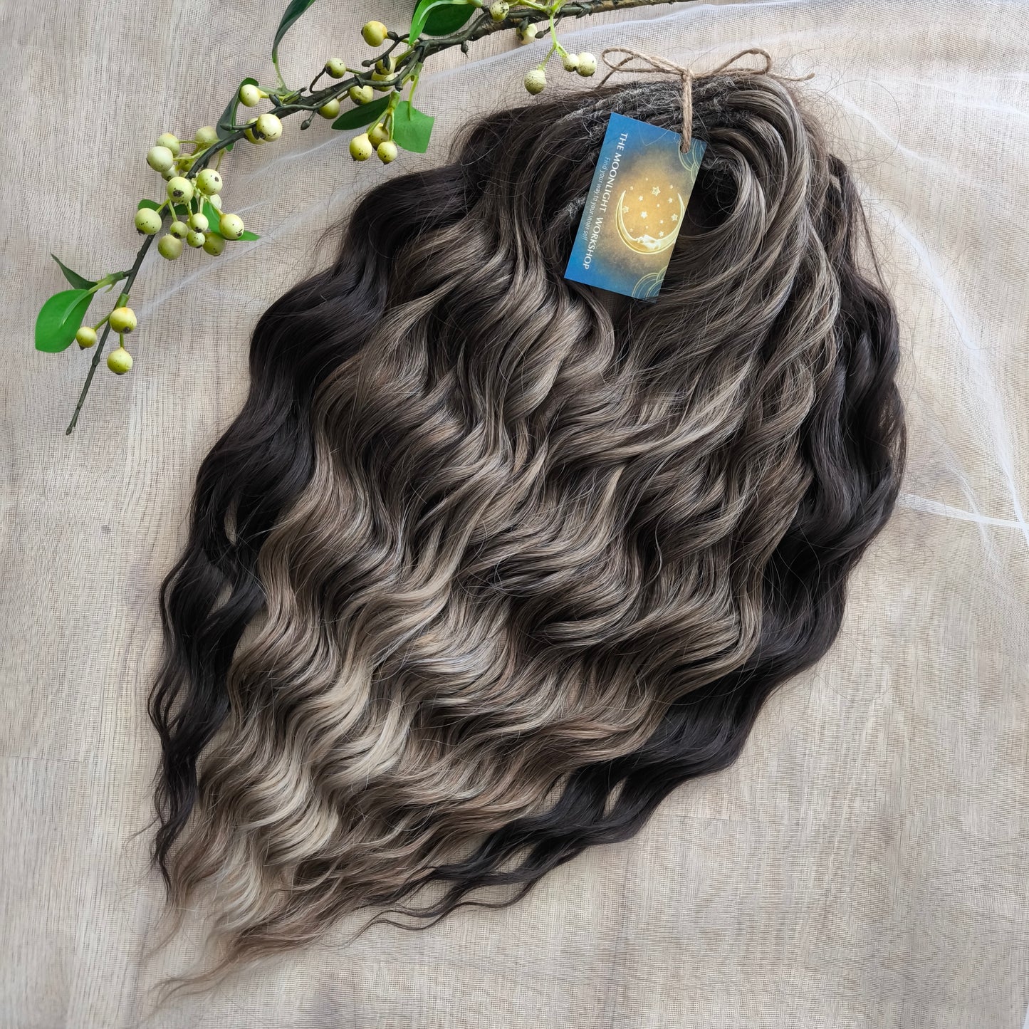 Brown mix: BRUSHABLE synthetic DE dreaded curls (regular or push-up/dolly)