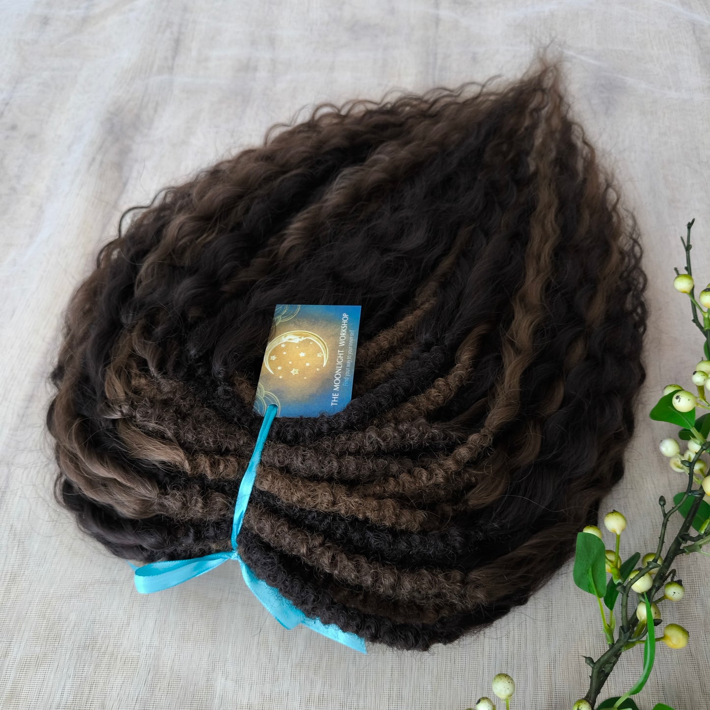 Soft, lightweight, and reusable synthetic sets of regular double ended curls (NOT BRUSHABLE) in brown shades:
1. dark chocolate brown;
2. middle brown
3. light brown