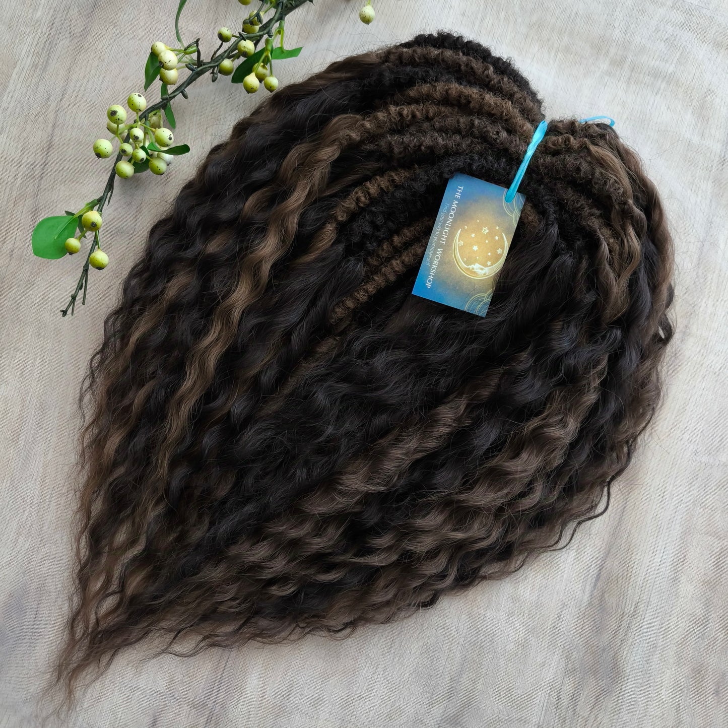 Soft, lightweight, and reusable synthetic sets of regular double ended curls (NOT BRUSHABLE) in brown shades:
1. dark chocolate brown;
2. middle brown
3. light brown