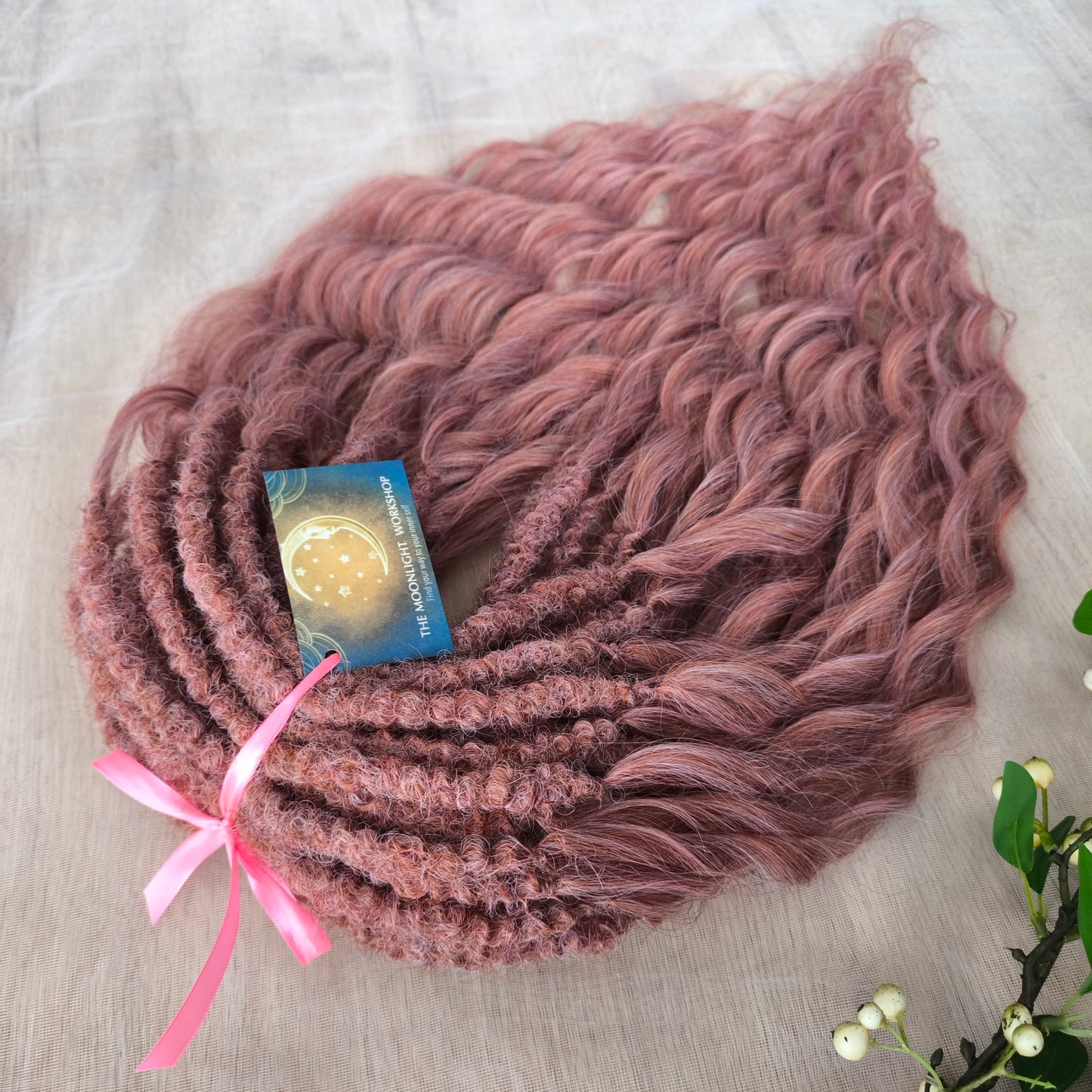 Strawberry blonde (pink) BRUSHABLE synthetic DE wavy dreadlocks (regular dreaded, braided middle or push-up/dolly)