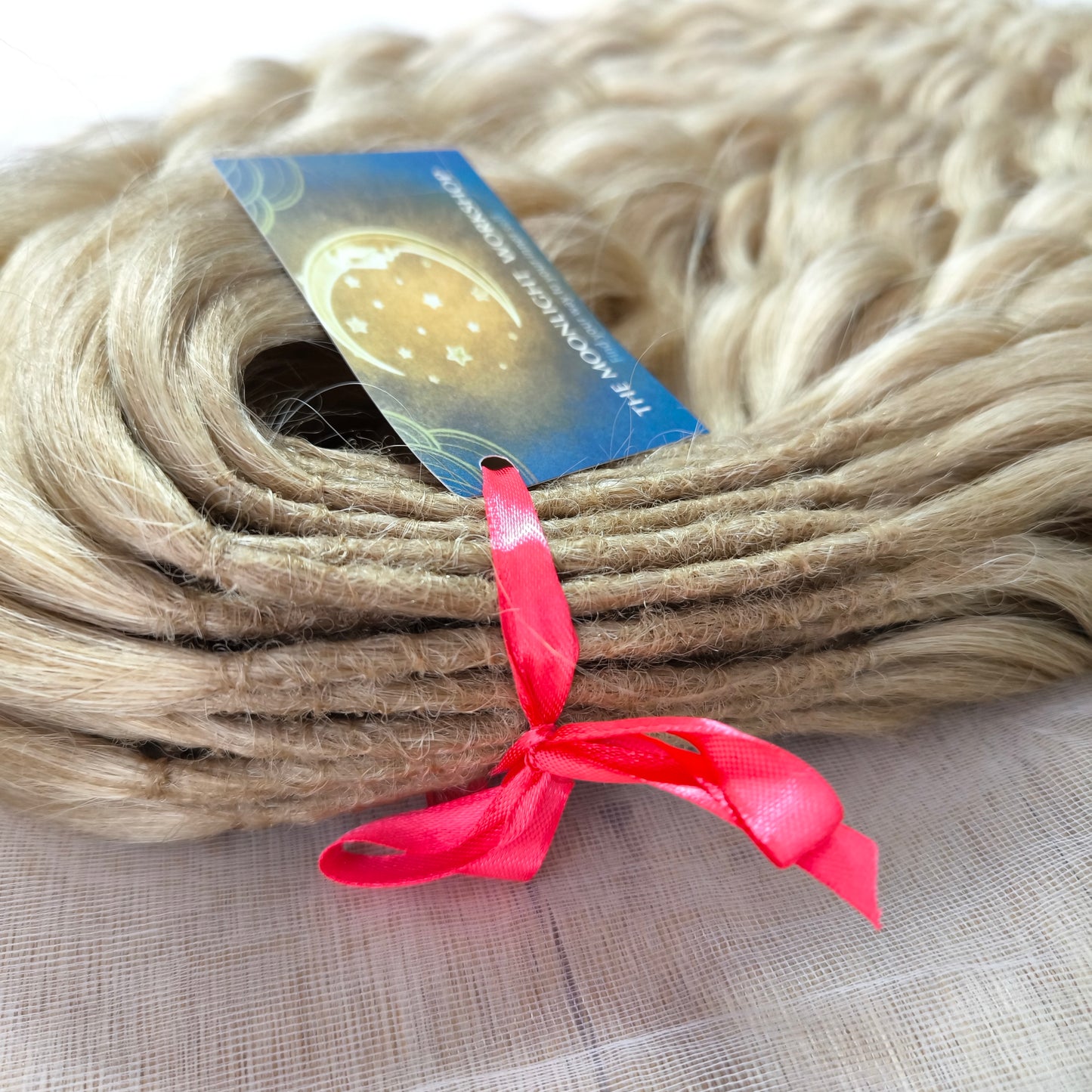 Natural golden blonde BRUSHABLE synthetic DE dreaded curls (regular, braided middle, or push-up)