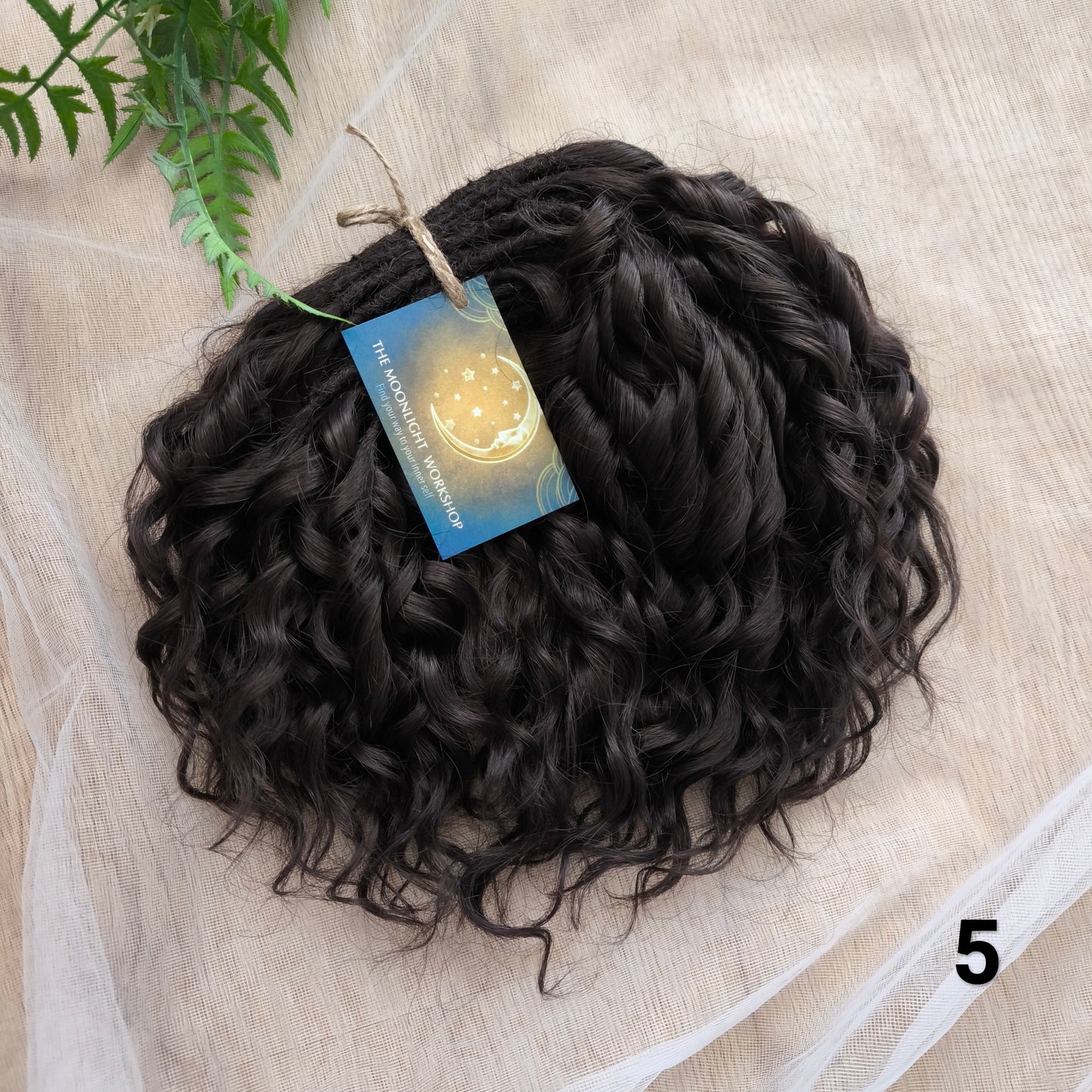Short 10" brown and black standard dreaded synthetic curls