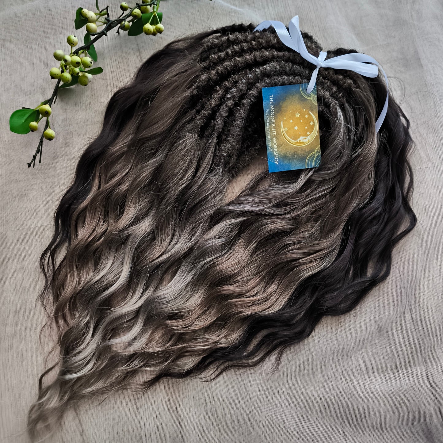Brown mix: BRUSHABLE synthetic DE dreaded curls (regular or push-up/dolly)