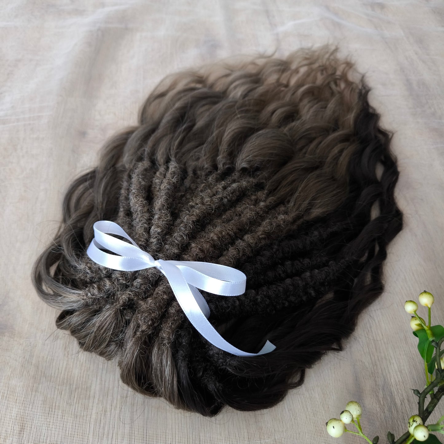 Brown mix: BRUSHABLE synthetic DE dreaded curls (regular or push-up/dolly)