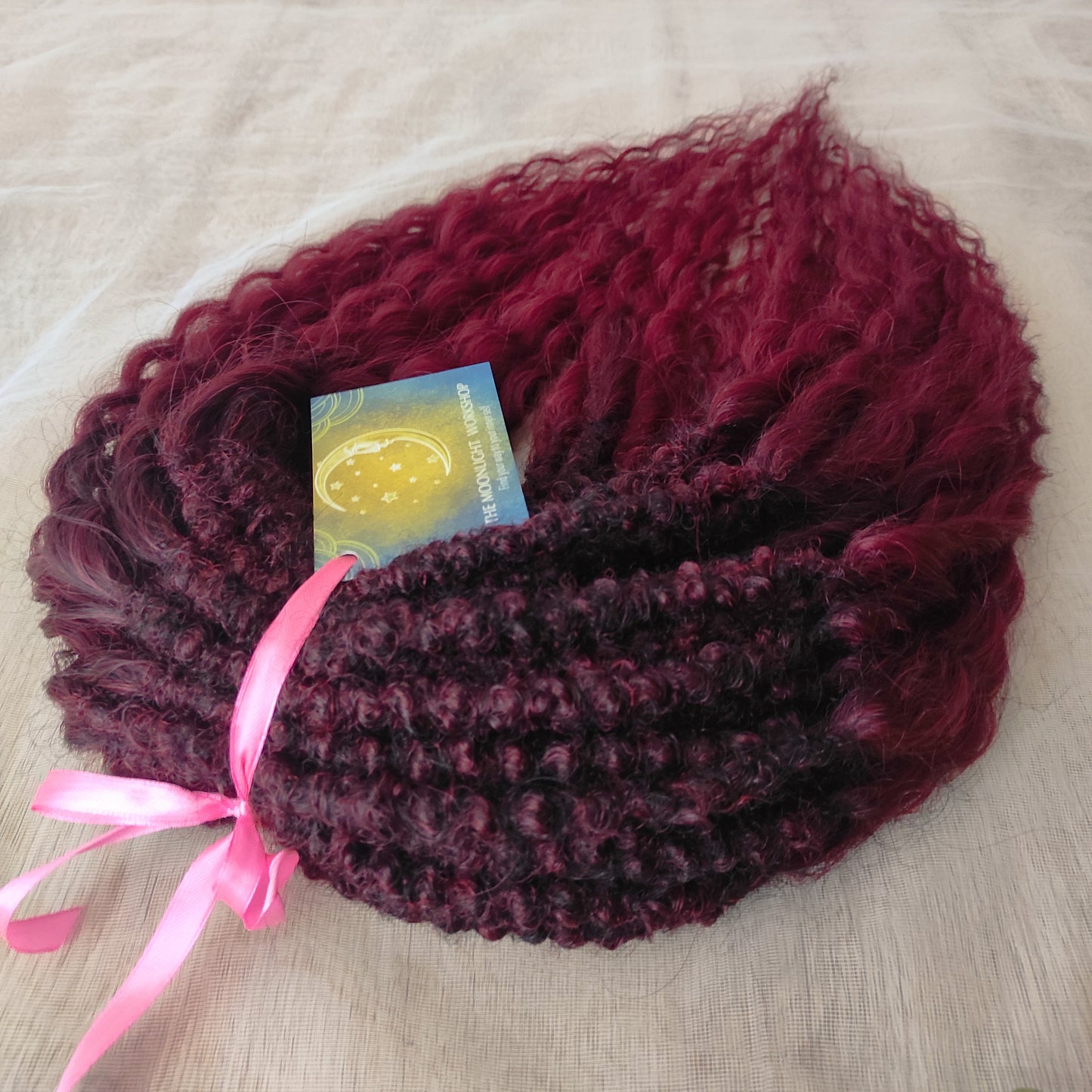 Burgundy dreaded curls (regular or push-up/Dolly): soft synthetic maroon wavy dreadlocks