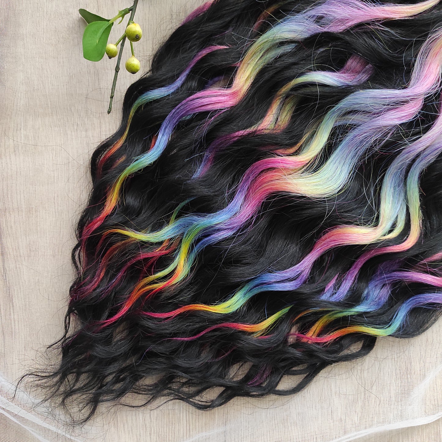 Black Rainbow BRUSHABLE synthetic DE dreaded curls (regular, braided middle or push-up)