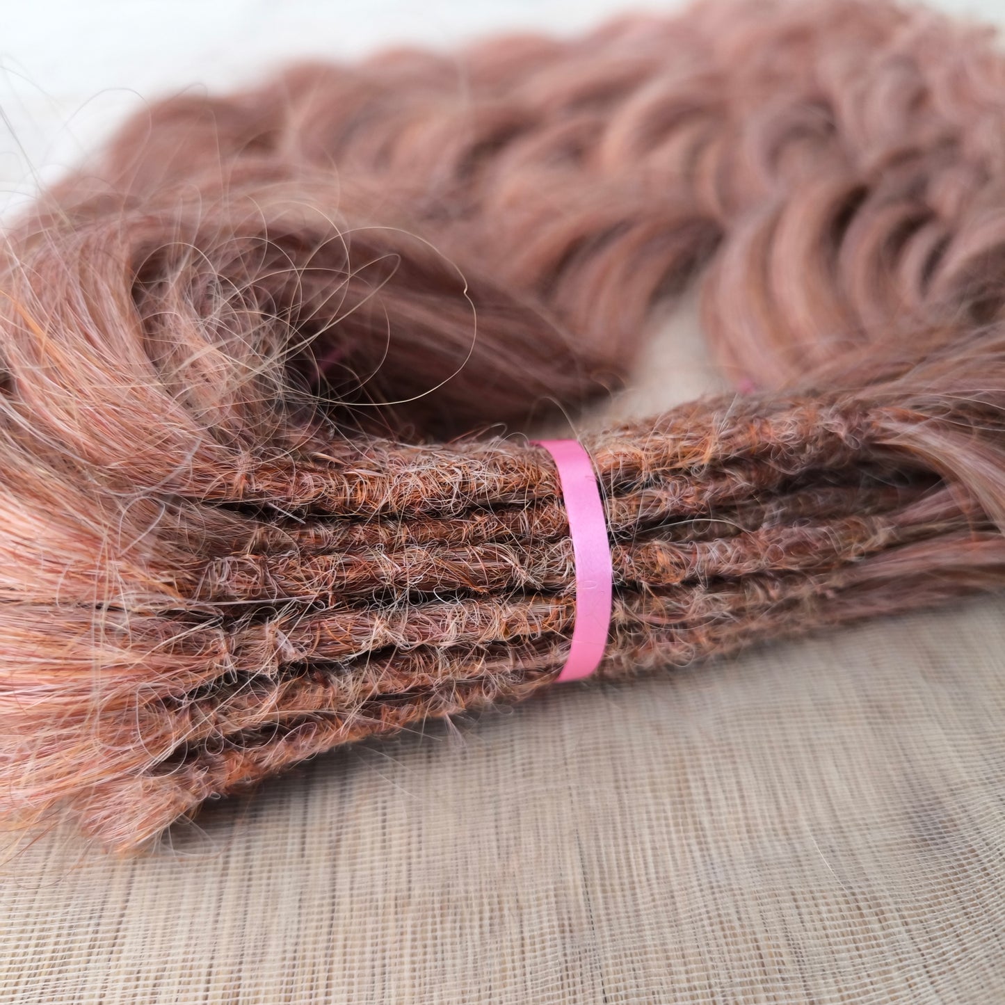 Strawberry blonde (pink) BRUSHABLE synthetic DE wavy dreadlocks (regular dreaded, braided middle or push-up/dolly)