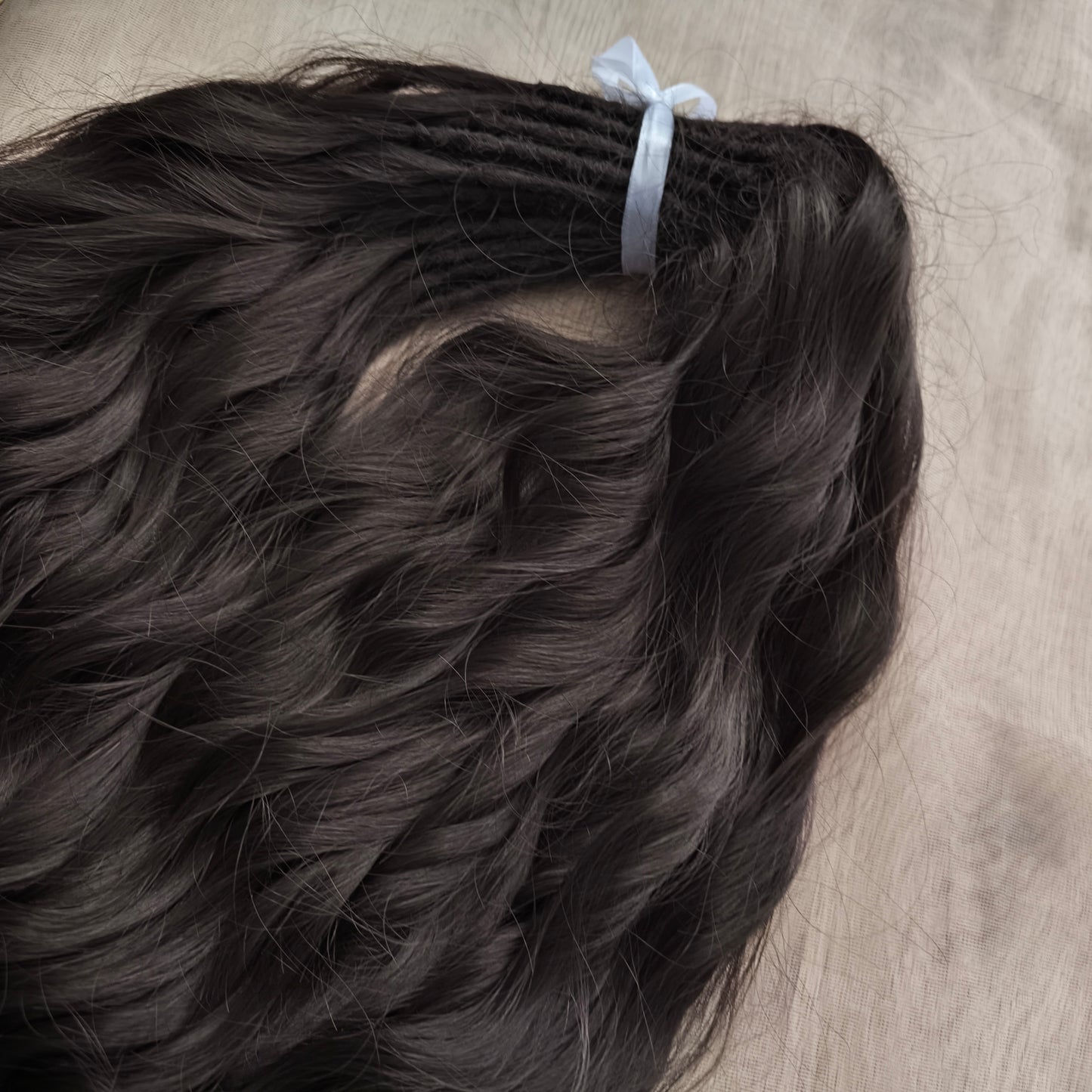 Dark chocolate brown soft, lightweight, and reusable synthetic brushable double ended wavy dreadlocks (regular dreaded or push-up).