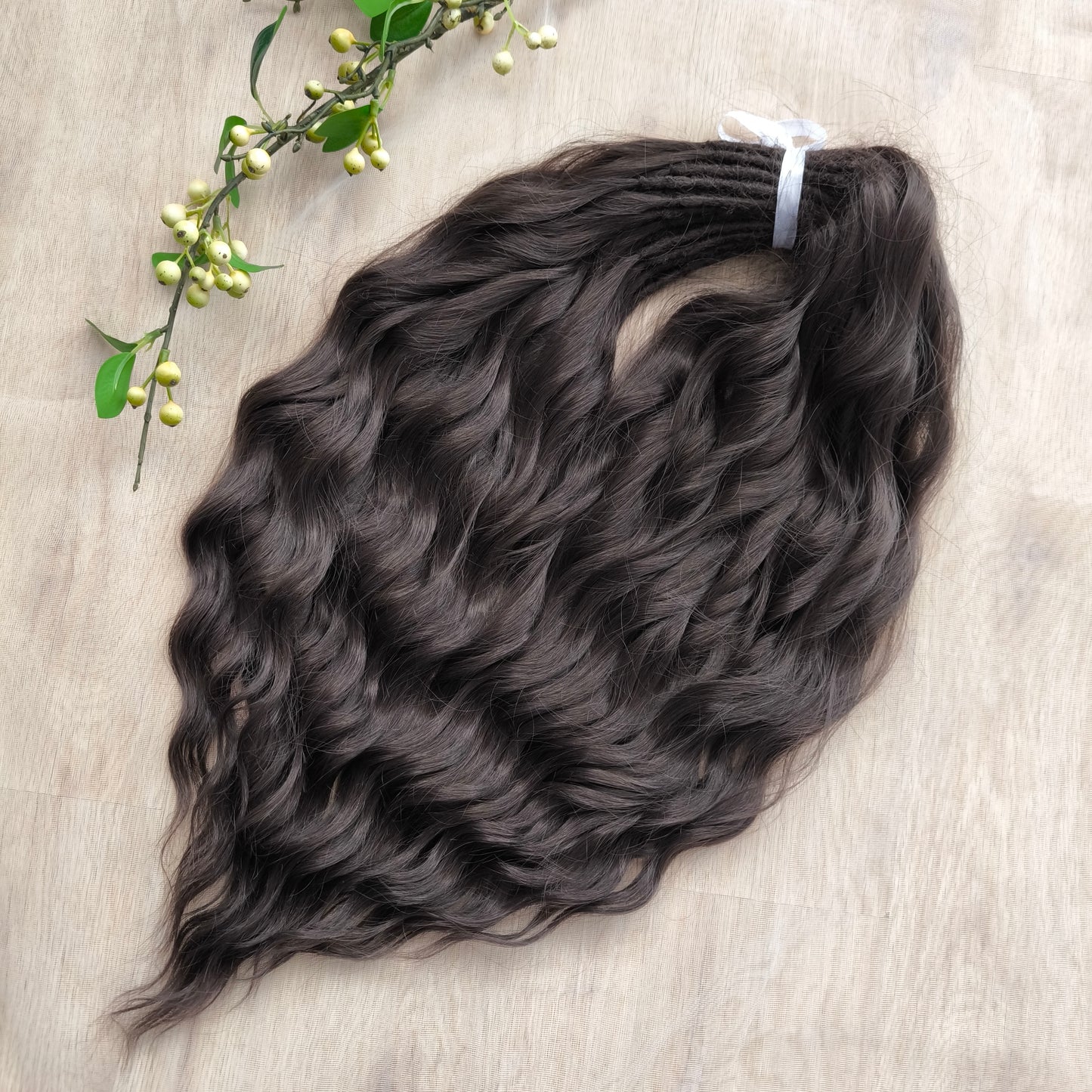 Dark chocolate brown soft, lightweight, and reusable synthetic brushable double ended wavy dreadlocks (regular dreaded or push-up).