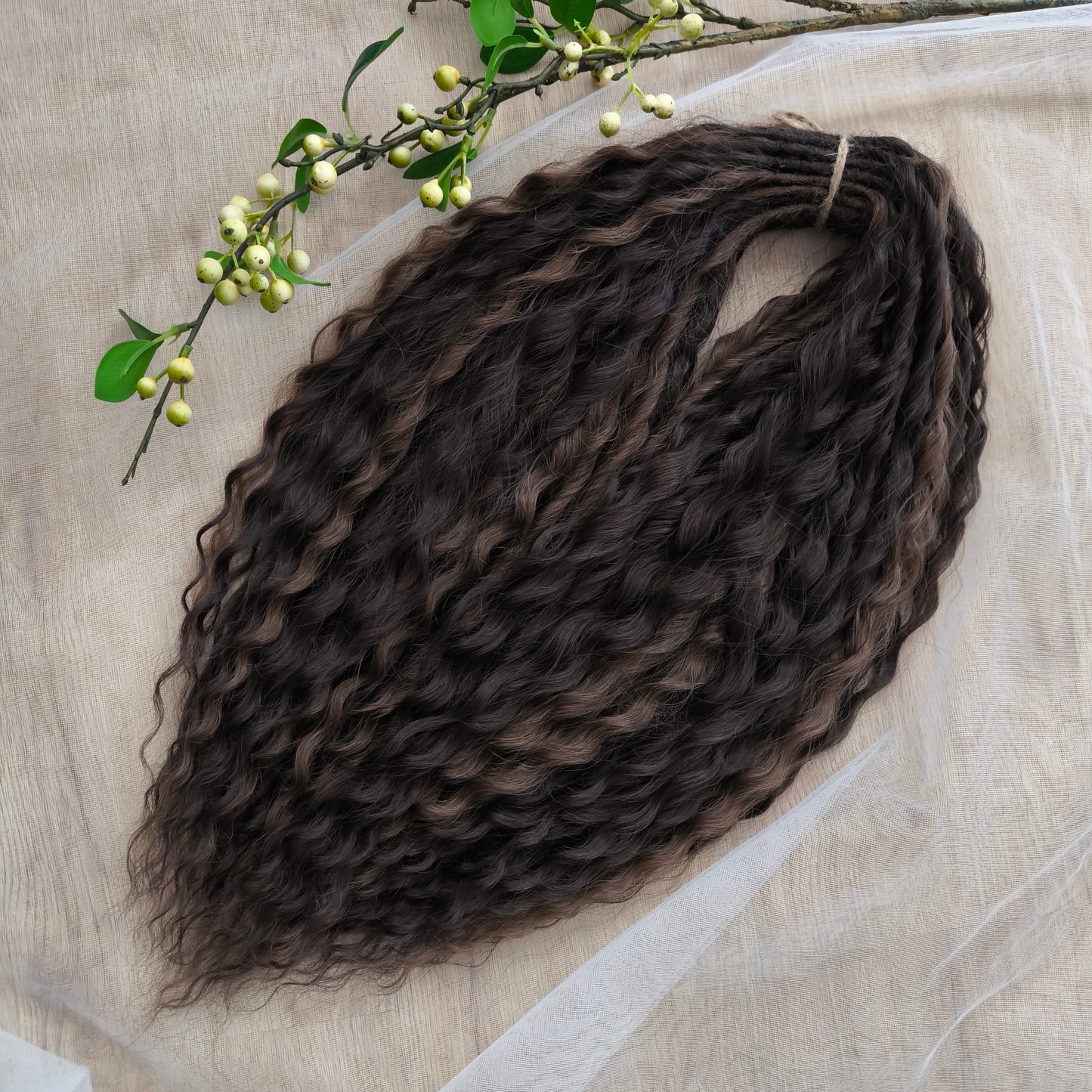 Soft, lightweight, and reusable synthetic sets of regular double ended curls (NOT BRUSHABLE) in brown shades:
1. dark chocolate brown;
2. middle brown
3. light brown