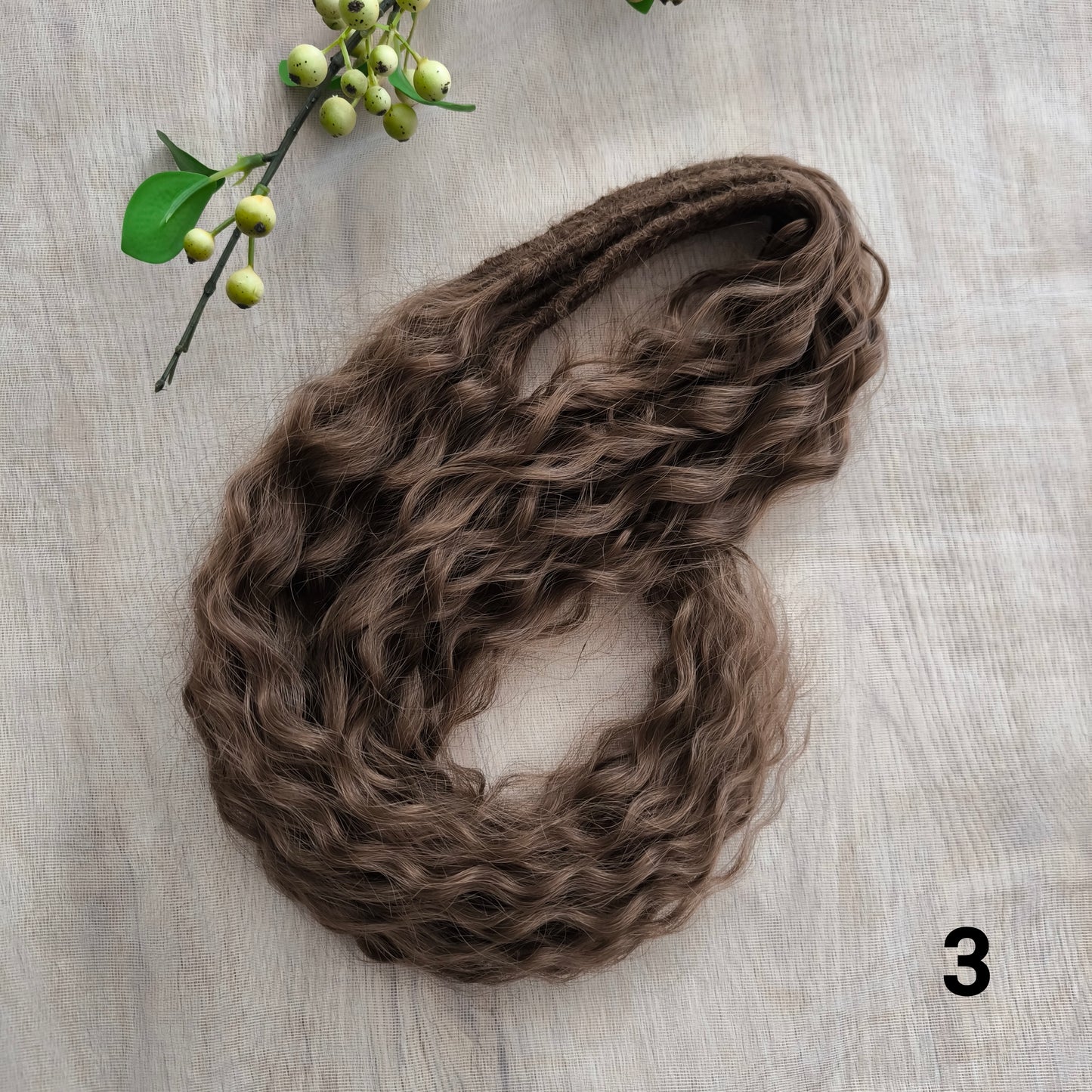Soft, lightweight, and reusable synthetic sets of regular double ended curls (NOT BRUSHABLE) in brown shades:
1. dark chocolate brown;
2. middle brown
3. light brown