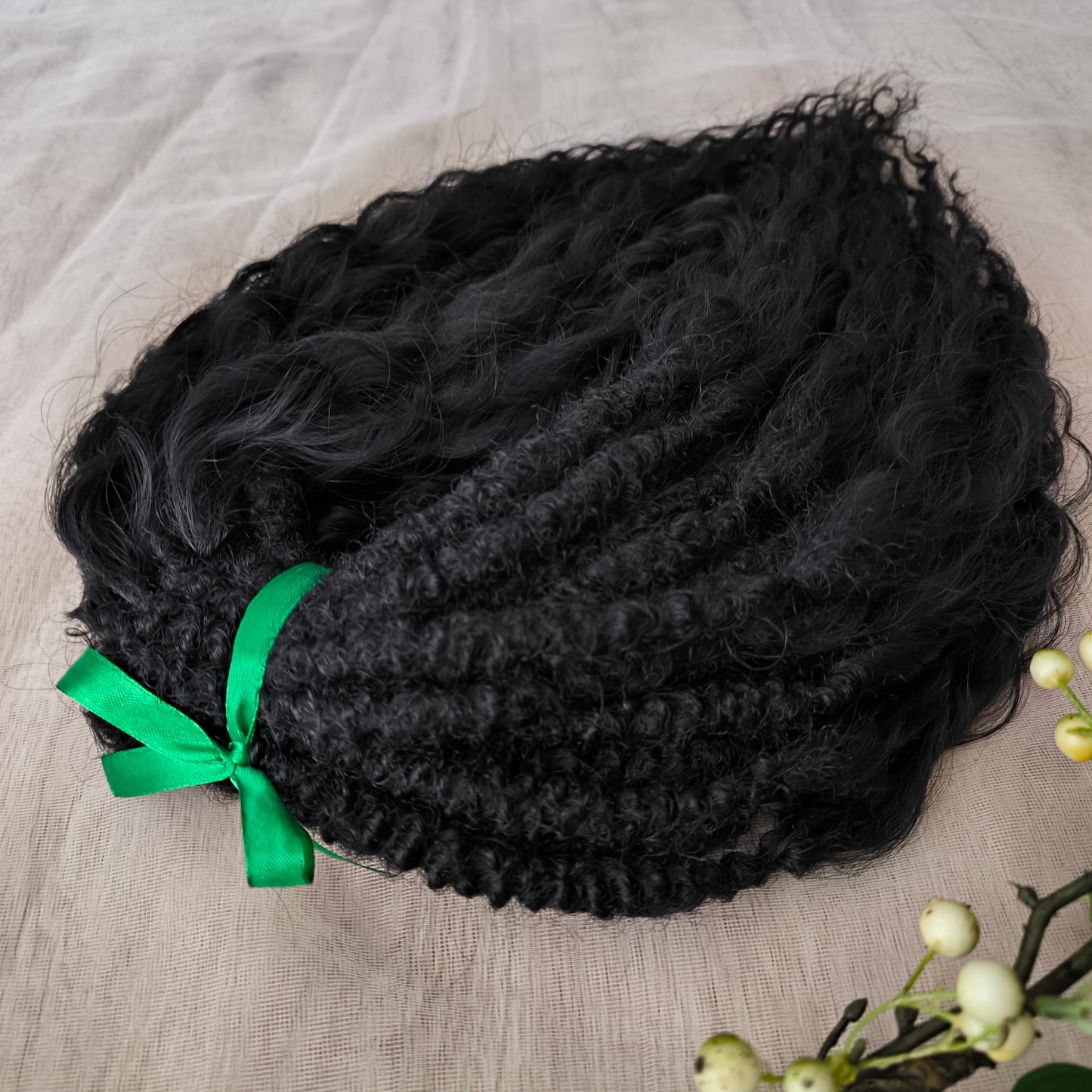 Black curly dreads: soft synthetic wavy dreadlocks (regular dreaded or push-up/Dolly)
