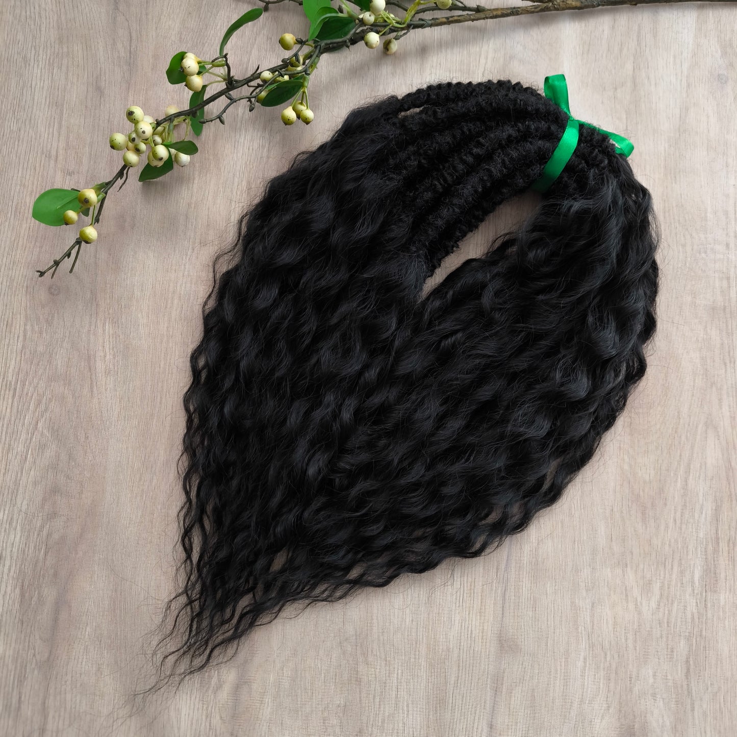 Black curly dreads: soft synthetic wavy dreadlocks (regular dreaded or push-up/Dolly)