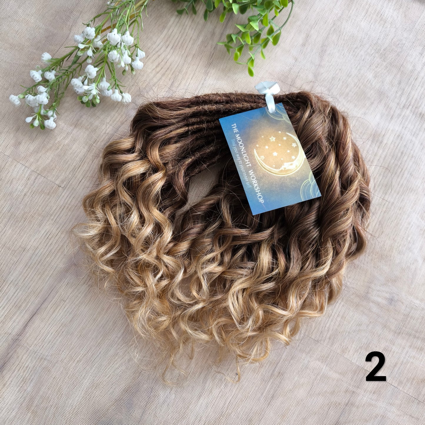 Short 10" brown and black standard dreaded synthetic curls
