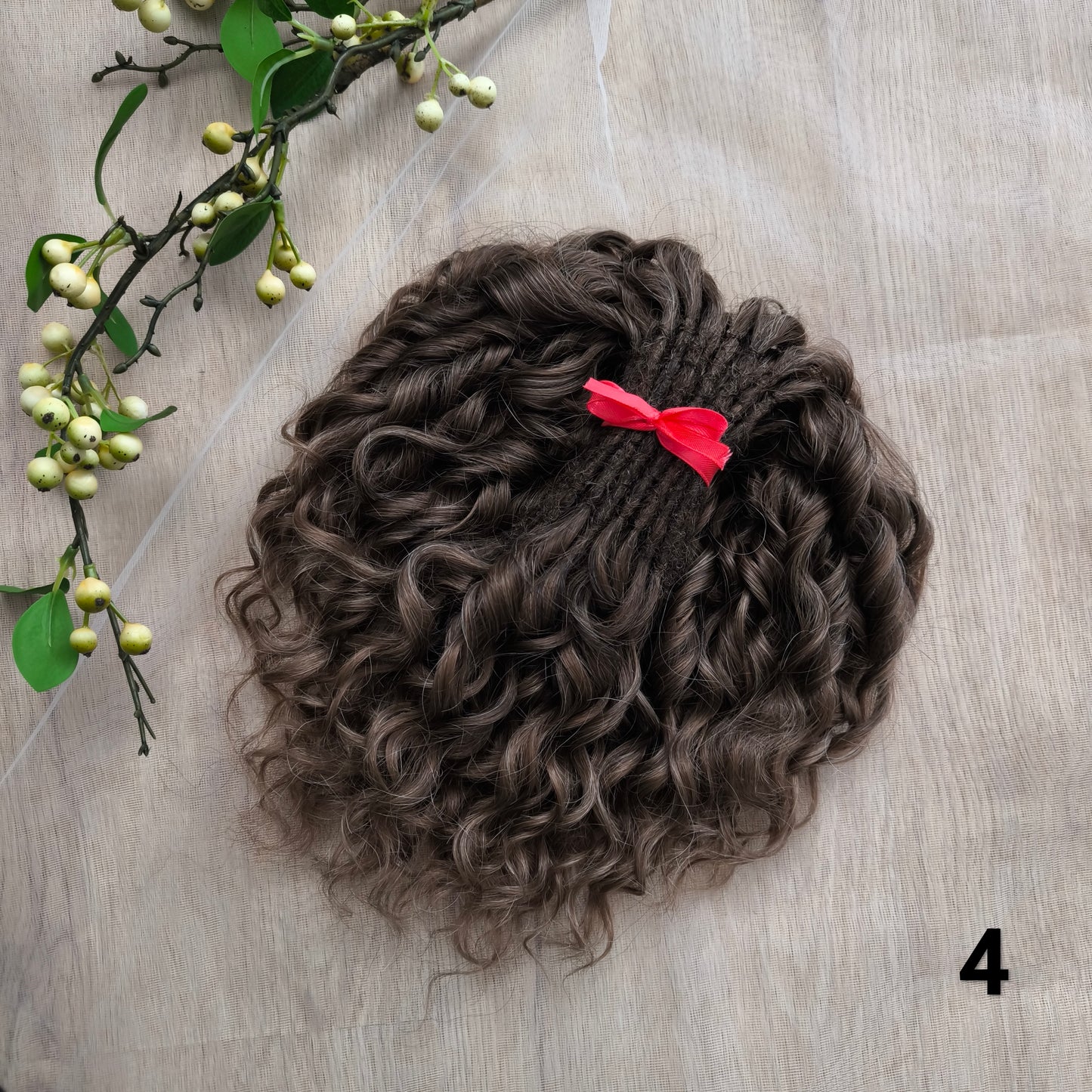 Short 10" brown and black standard dreaded synthetic curls