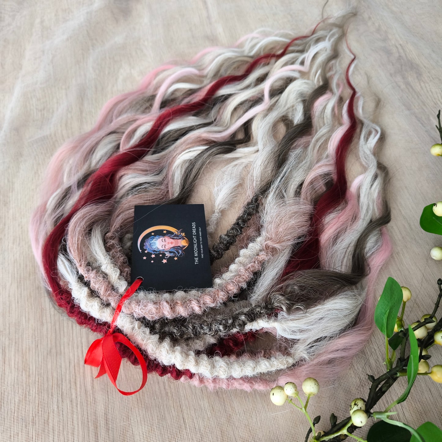Rosé Sorbet - blonde and pink BRUSHABLE synthetic DE dreaded curls (regular, braided middle or push-up/dolly)