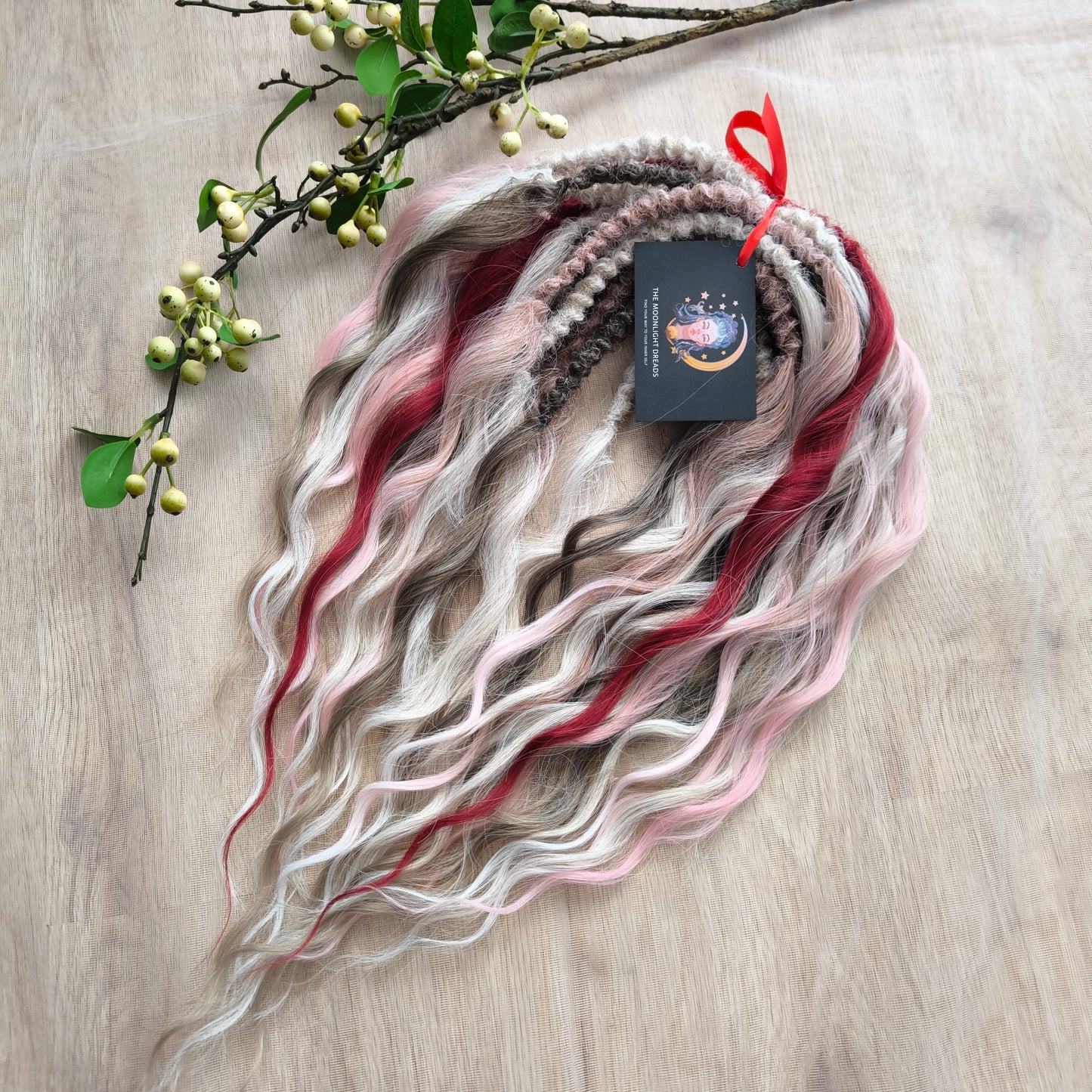 Rosé Sorbet - blonde and pink BRUSHABLE synthetic DE dreaded curls (regular, braided middle or push-up/dolly)