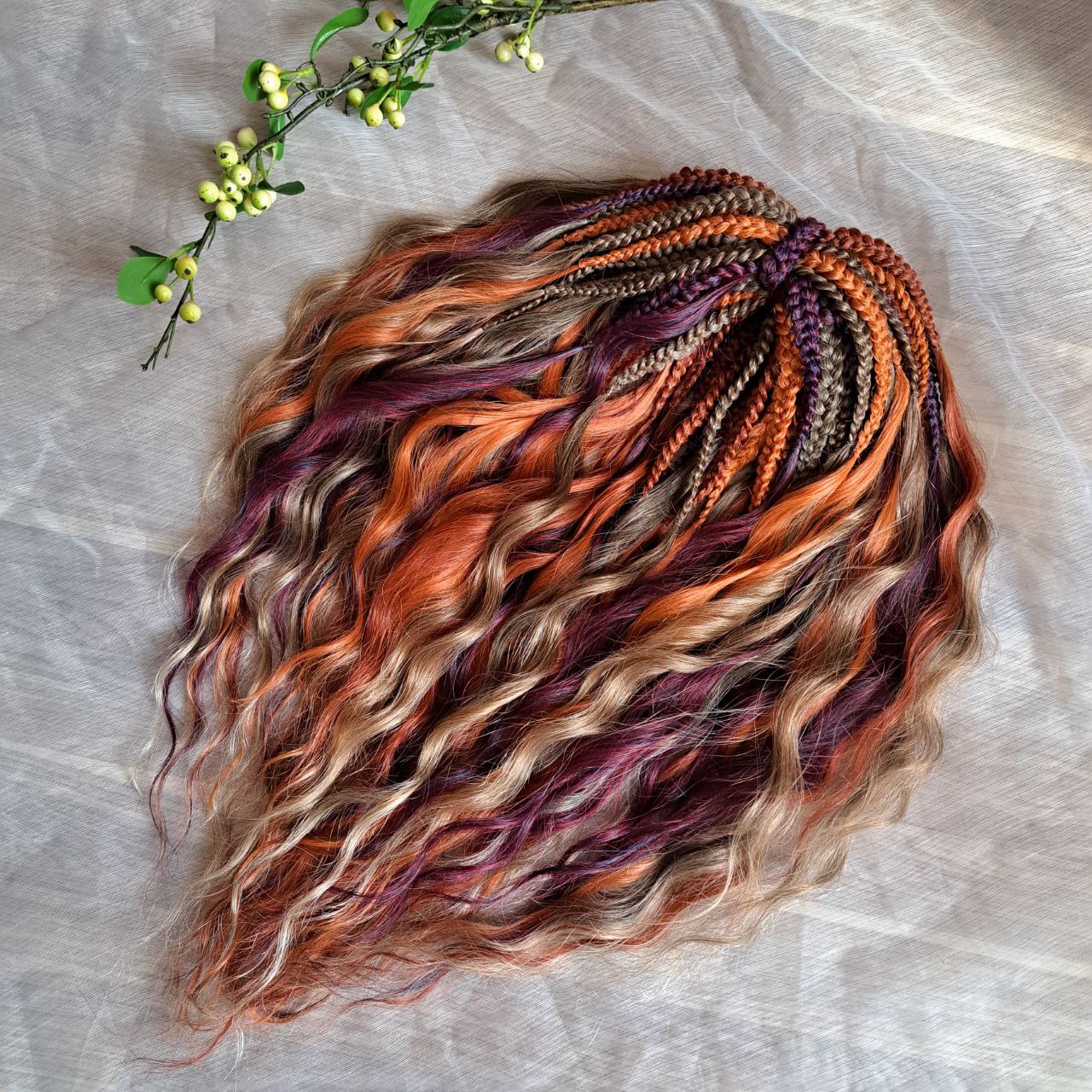 warm and rich, this set combines five carefully chosen shades: brown mixed with soft hazelnut brown, while fiery copper and golden auburn tones bring glowing warmth. A final touch of hand-blended plum purple adds contrast and mystery, completing this striking multi-tone mix.