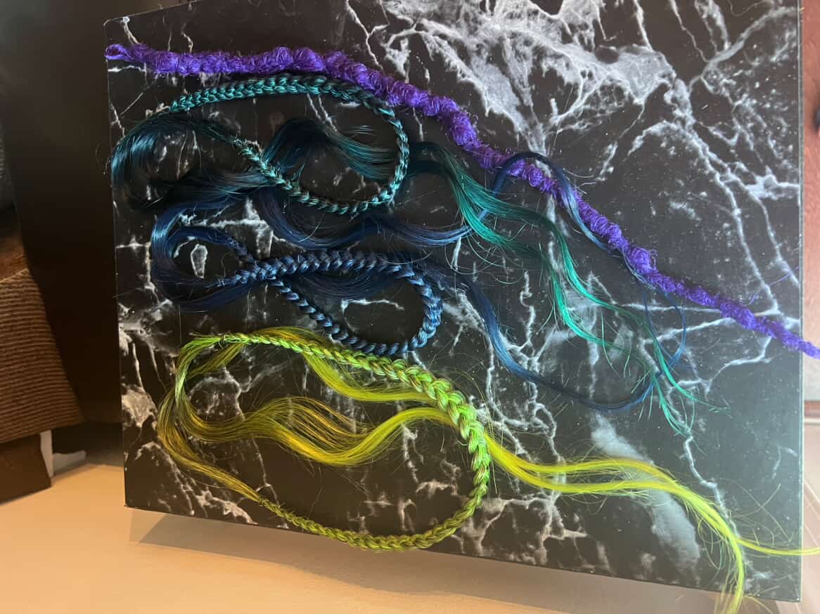 Custom set: blue, green & purple push-up brushable curls