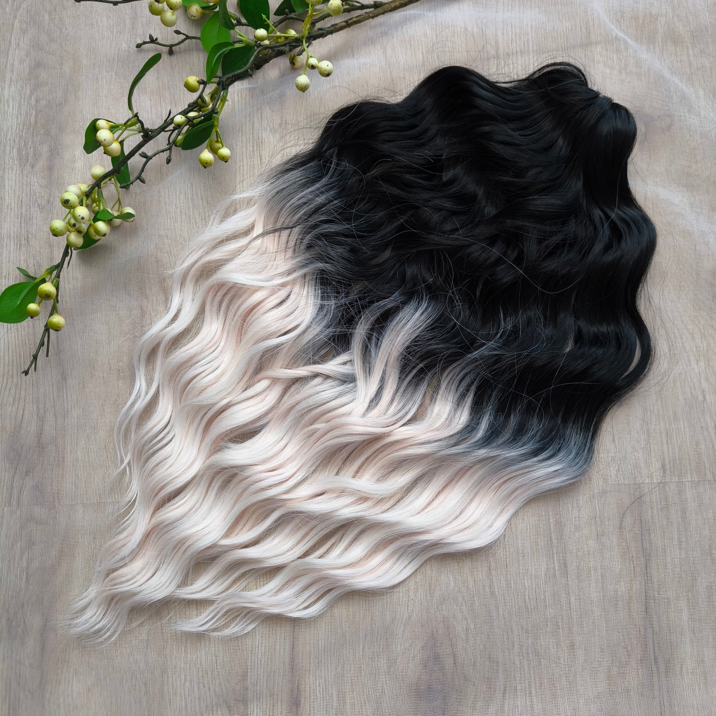 Ombre from black to light pink/blonde soft, lightweight, and reusable synthetic brushable double ended wavy dreadlocks (regular dreaded, braided middle or push-up).
