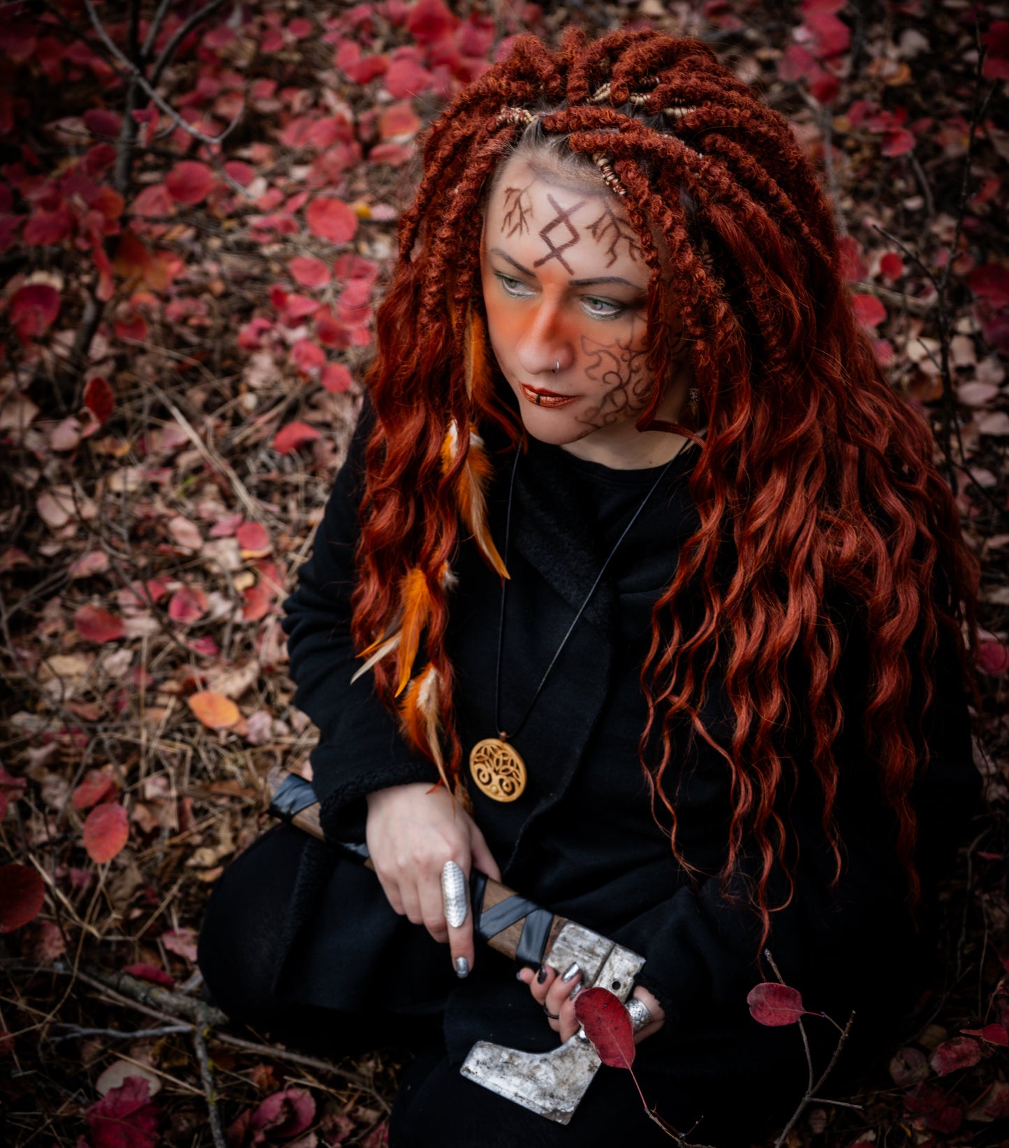This rich, earthy shade of deep rusty red blends fiery energy with natural elegance — perfect for those who want a bold yet grounded look. Soft, lightweight, and reusable synthetic dreaded curls (standard dreaded, braided middle or push-up). Natural-looking waves let you brush these curls, which keeps them looking good longer!