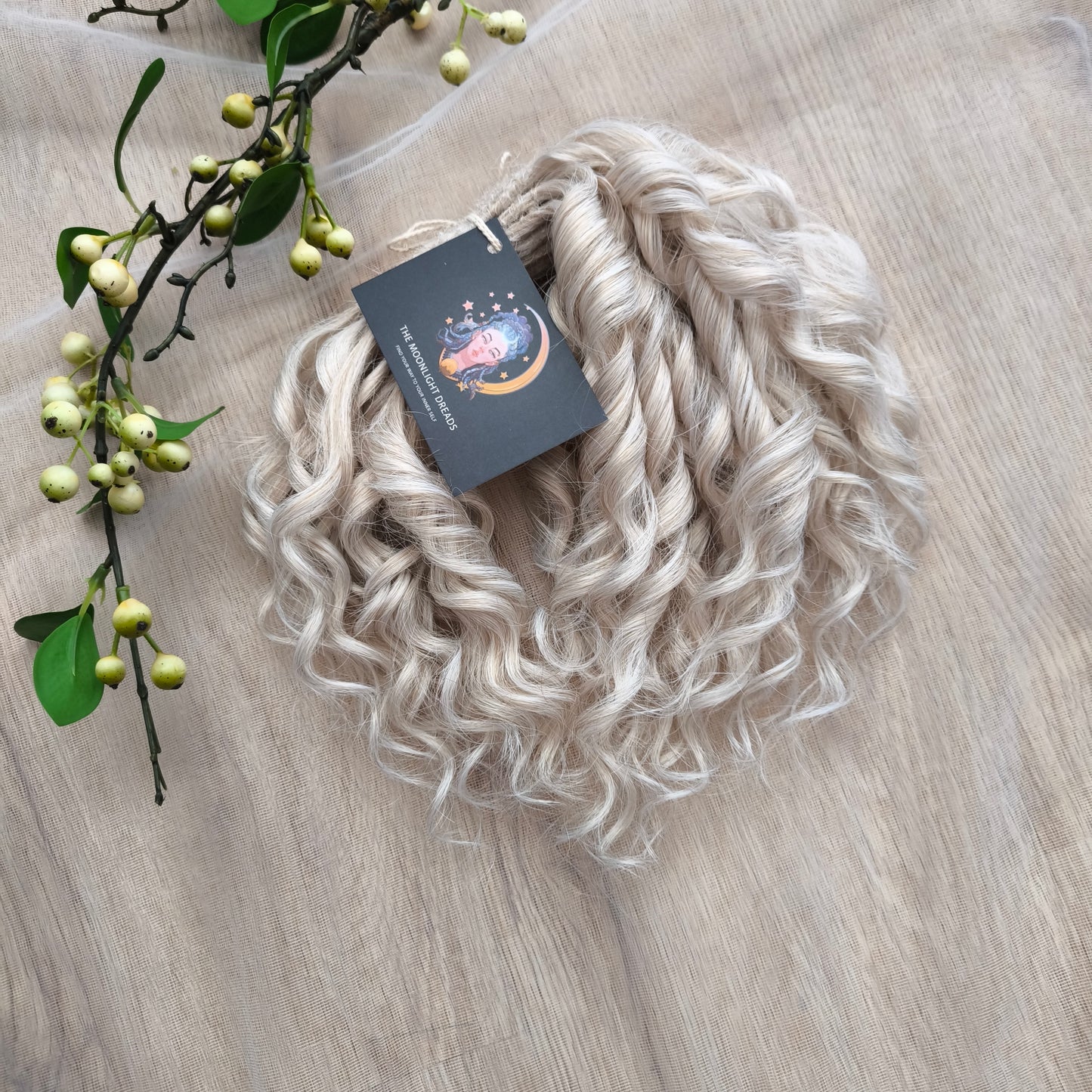 Short 10" ( 25 cm) platinum blonde and silver standard dreaded synthetic curls