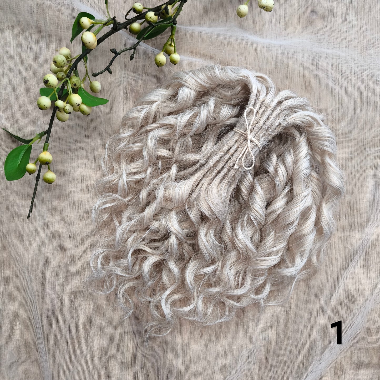 Short 10" ( 25 cm) platinum blonde and silver standard dreaded synthetic curls