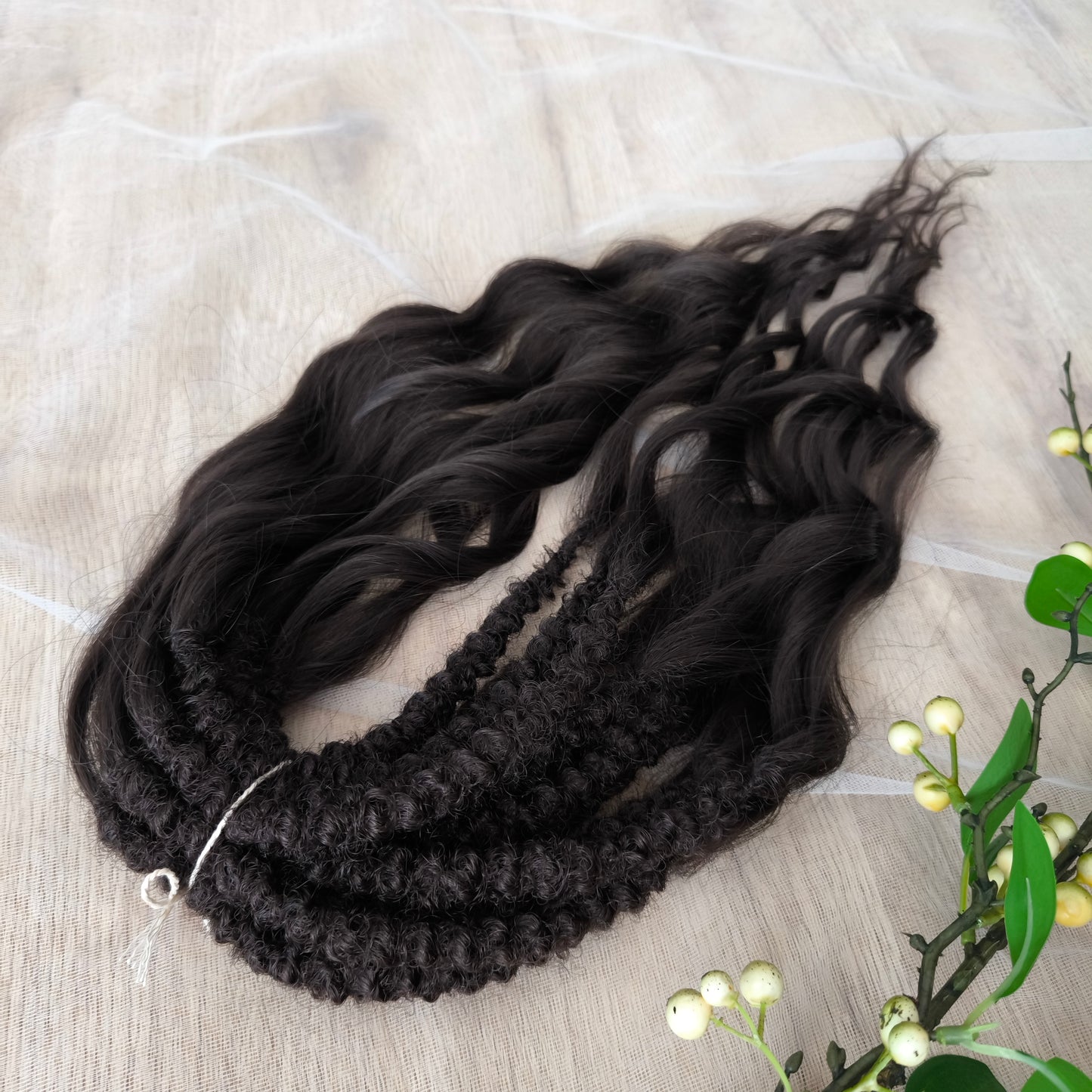 Dark chocolate brown soft, lightweight, and reusable synthetic brushable double ended wavy dreadlocks (regular dreaded or push-up).
