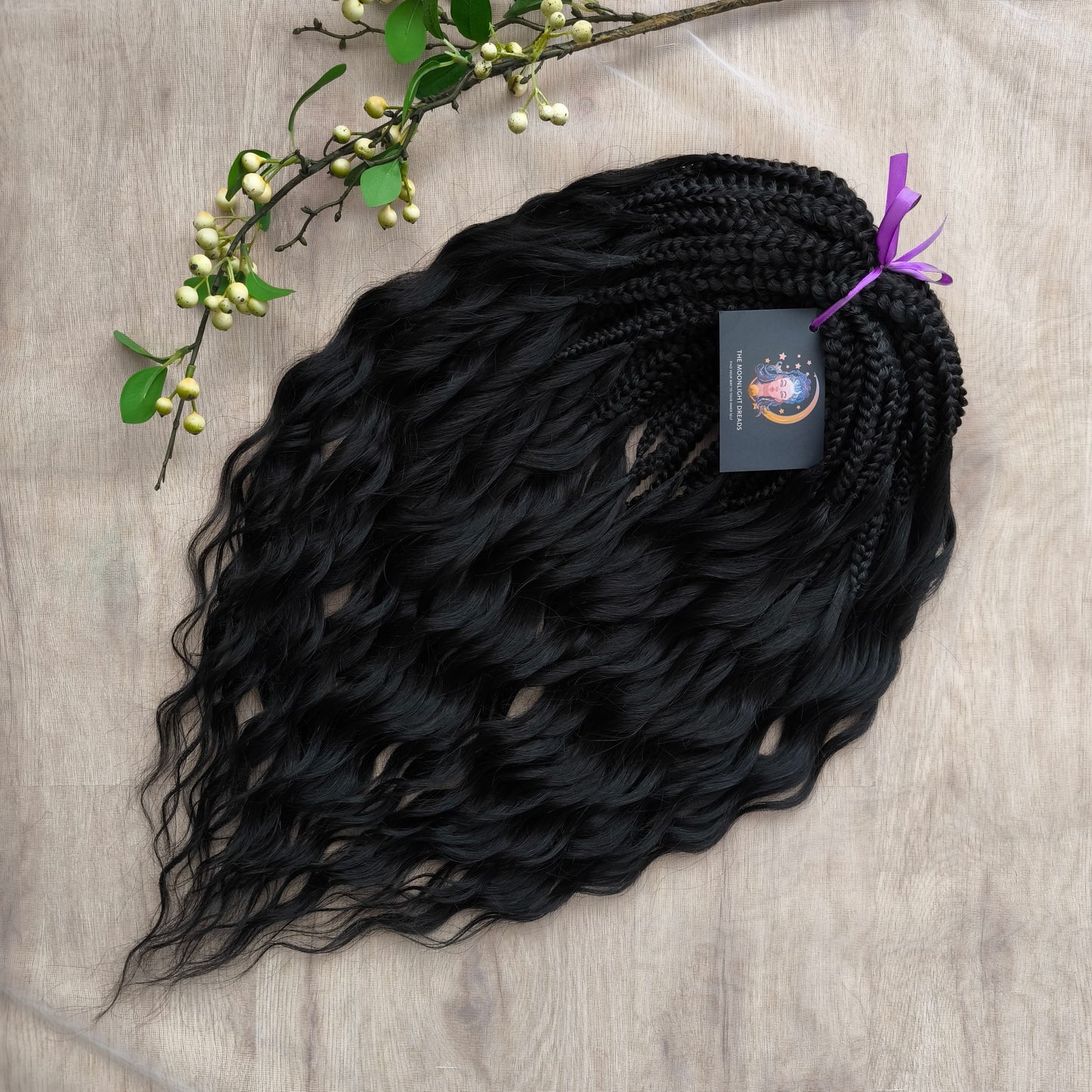 Black BRUSHABLE synthetic DE dreaded curls (regular, braided middle or push-up)
