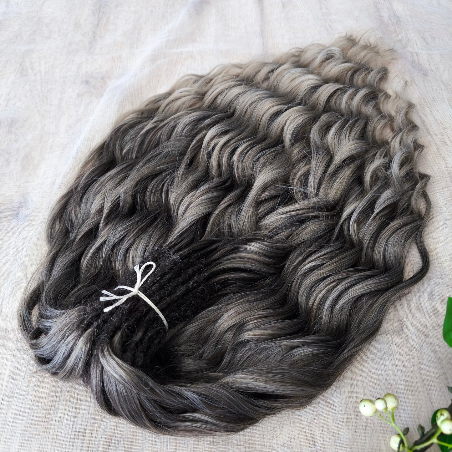 Ash ombre from light brown to wheat blonde soft, lightweight, and reusable synthetic brushable double ended wavy dreadlocks (regular dreaded, braided middle or push-up).