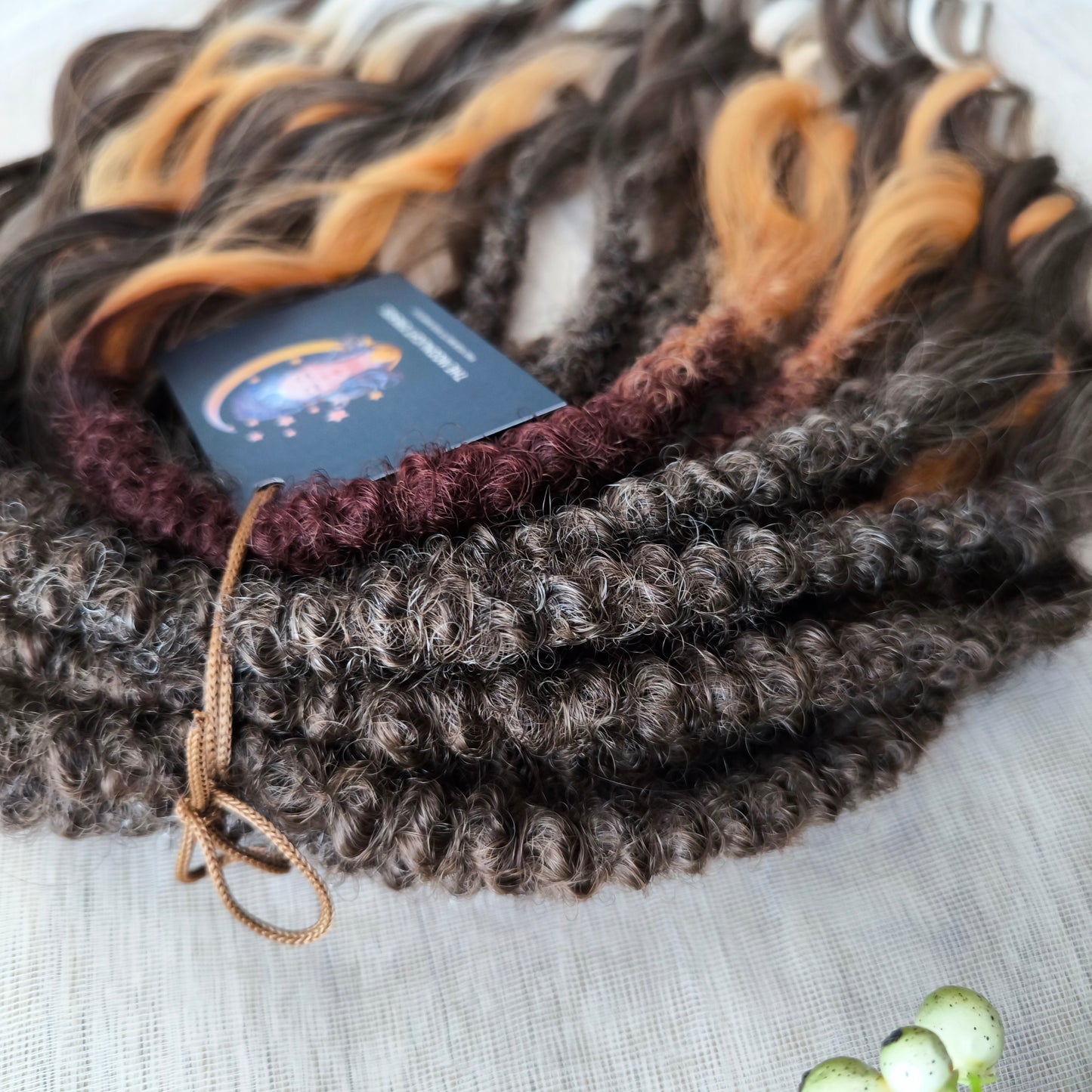 Autumn Smoke - mix of brown and calico BRUSHABLE synthetic DE dreaded curls (regular, braided middle or push-up)