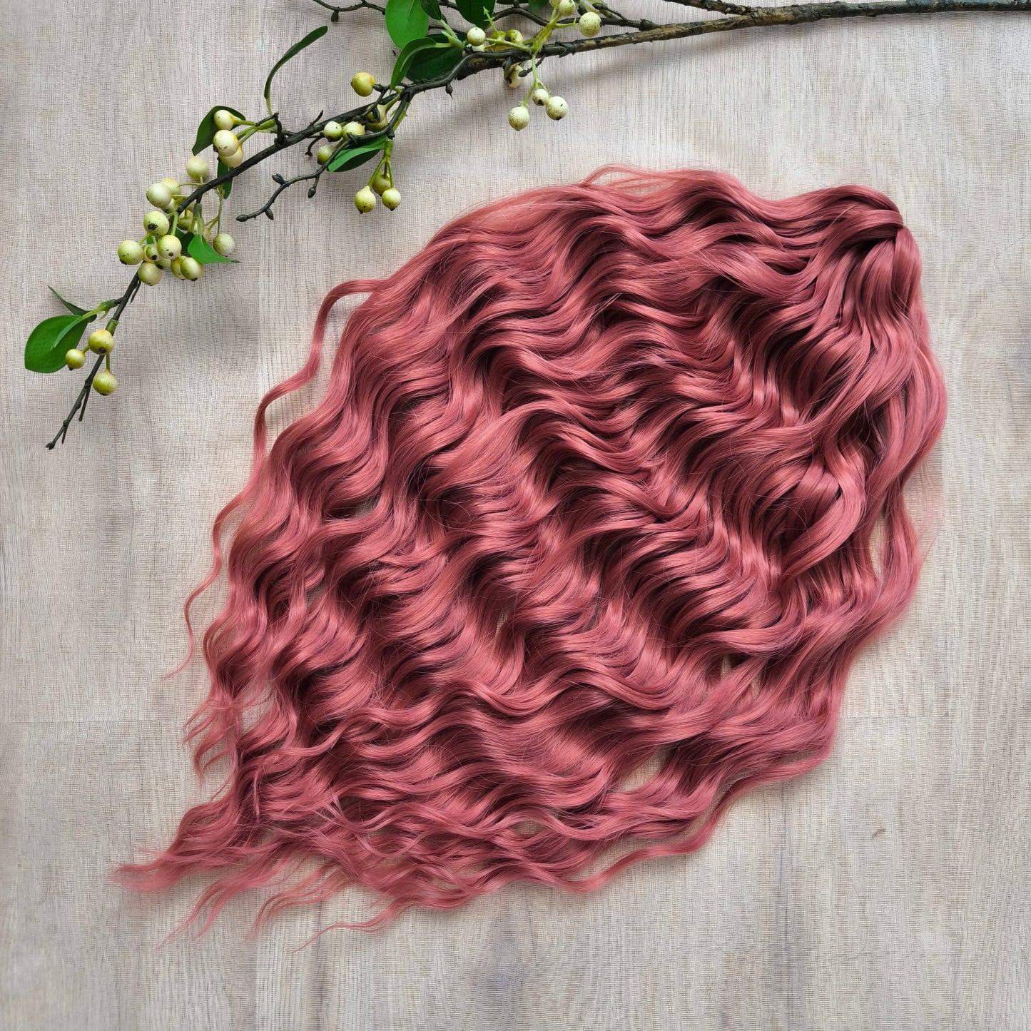 Rosewood Pink - Soft BRUSHABLE synthetic DE curls (regular dreaded, braided middle or push-up)
