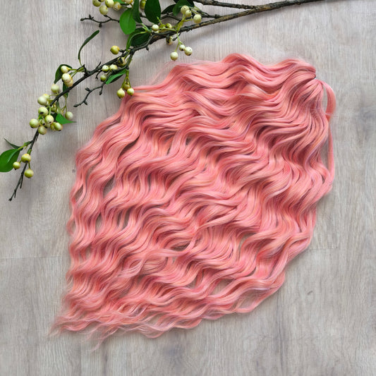 Peachy Pink - Soft Pastel BRUSHABLE synthetic DE curls (regular dreaded, braided middle or push-up)