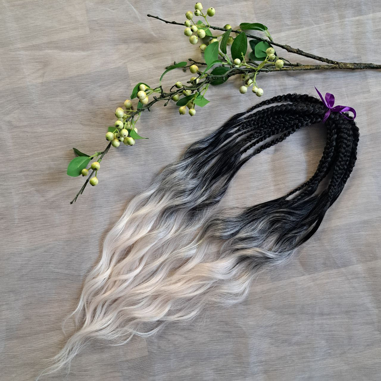 Ombre from black to light pink/blonde soft, lightweight, and reusable synthetic brushable double ended wavy dreadlocks (regular dreaded, braided middle or push-up).